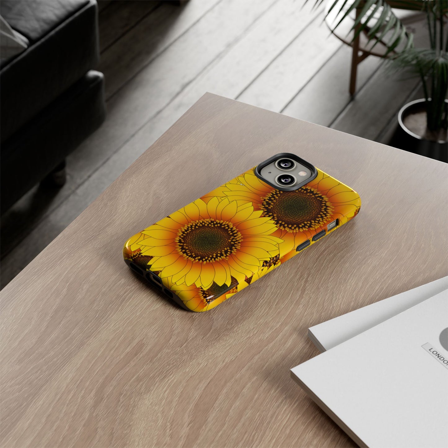Sunflower Aesthetic Tough Phone Case - Bright Floral Art, Bold Yellow Sunflower Design, Compatible with iPhone, Galaxy, and Google Phones