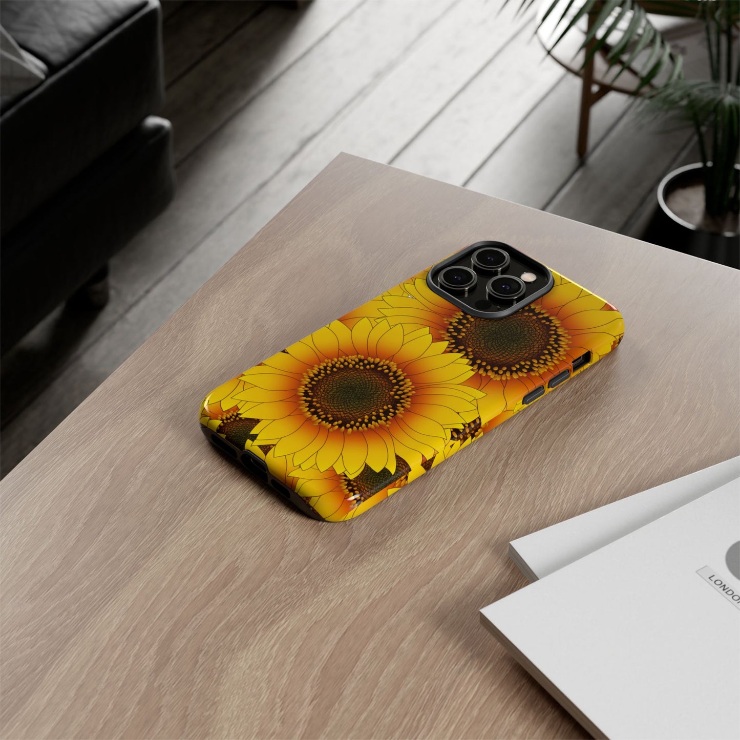 Sunflower Aesthetic Tough Phone Case - Bright Floral Art, Bold Yellow Sunflower Design, Compatible with iPhone, Galaxy, and Google Phones