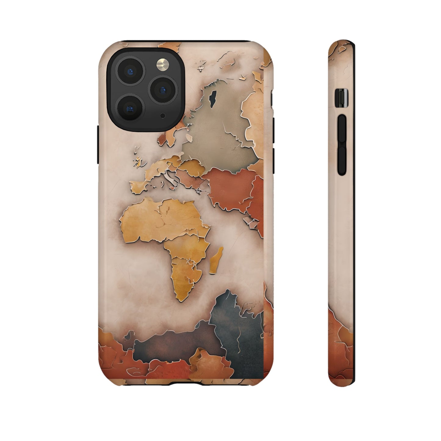 Vintage World Map Phone Case - Old World Travel Aesthetic - Antique Earth Globe Tough Phone Cover - Compatible with iPhone, Galaxy, Google
