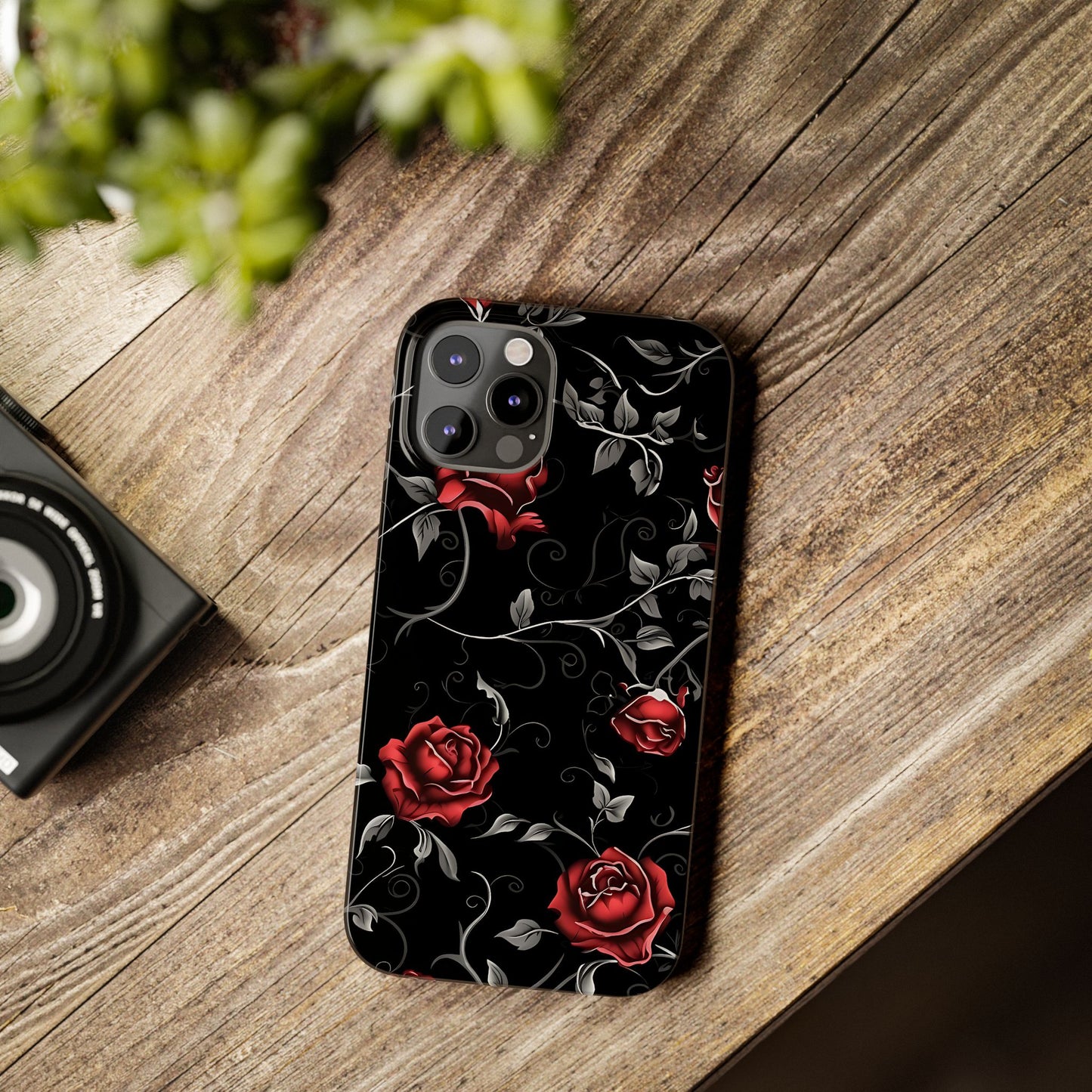 Elegant Floral Slim Phone Cases, Gothic Style Case, Rose Design Cover, Unique Gift for Her, Phone Accessories, Modern Chic