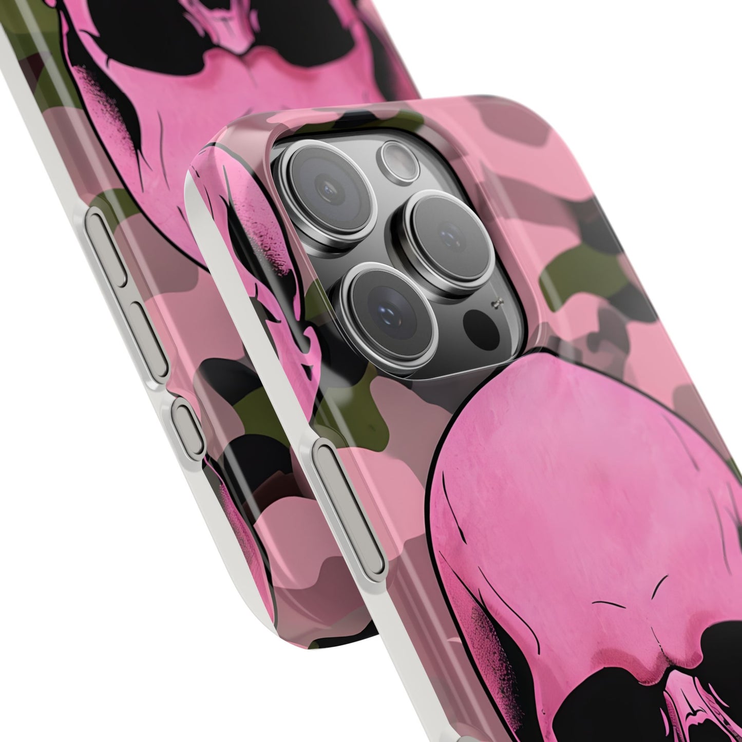 Pink Camo Skull Phone Case, Slim Case for iPhone, Edgy Phone Accessory, Unique Gift for Her, Trendy Tech Lover
