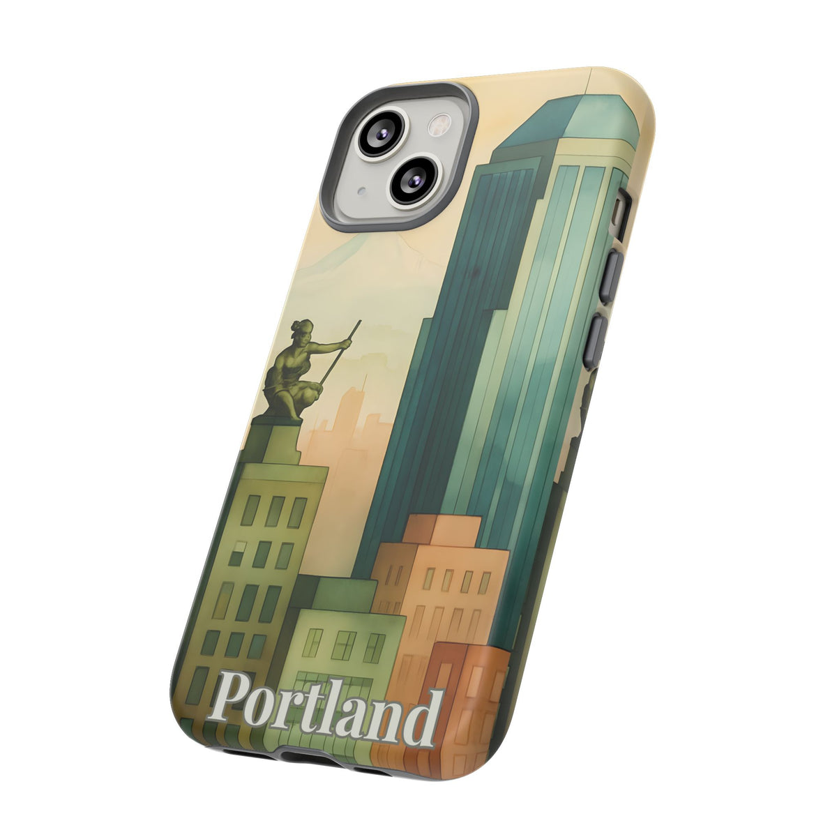 Portland Cityscape Phone Case • Urban Skyline Art Tough Case • Watercolor City Aesthetic • Gift for Travelers • Compatible with iPhone, Galaxy, Google