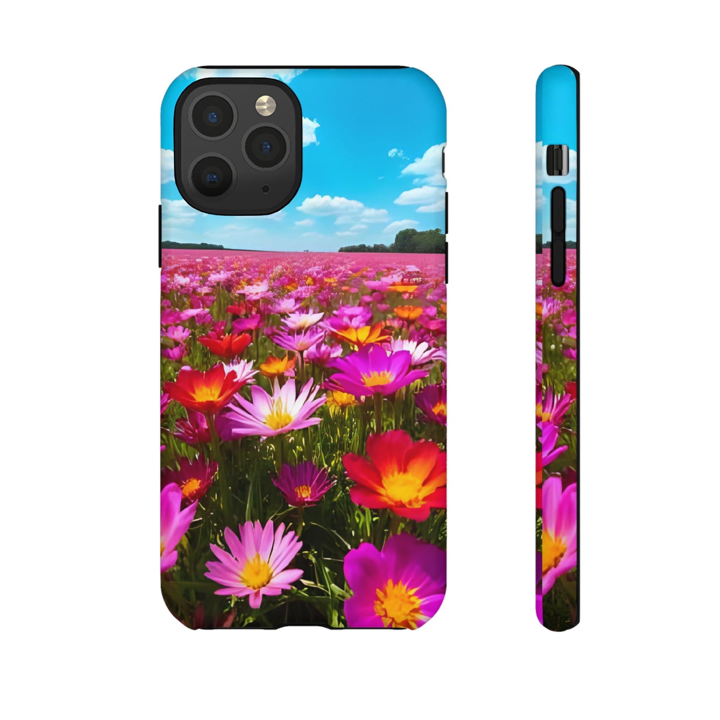Flower Field Tough Phone Case - Wildflower Meadow Print, Colorful Nature Aesthetic, Compatible with iPhone, Galaxy, and Google Phones