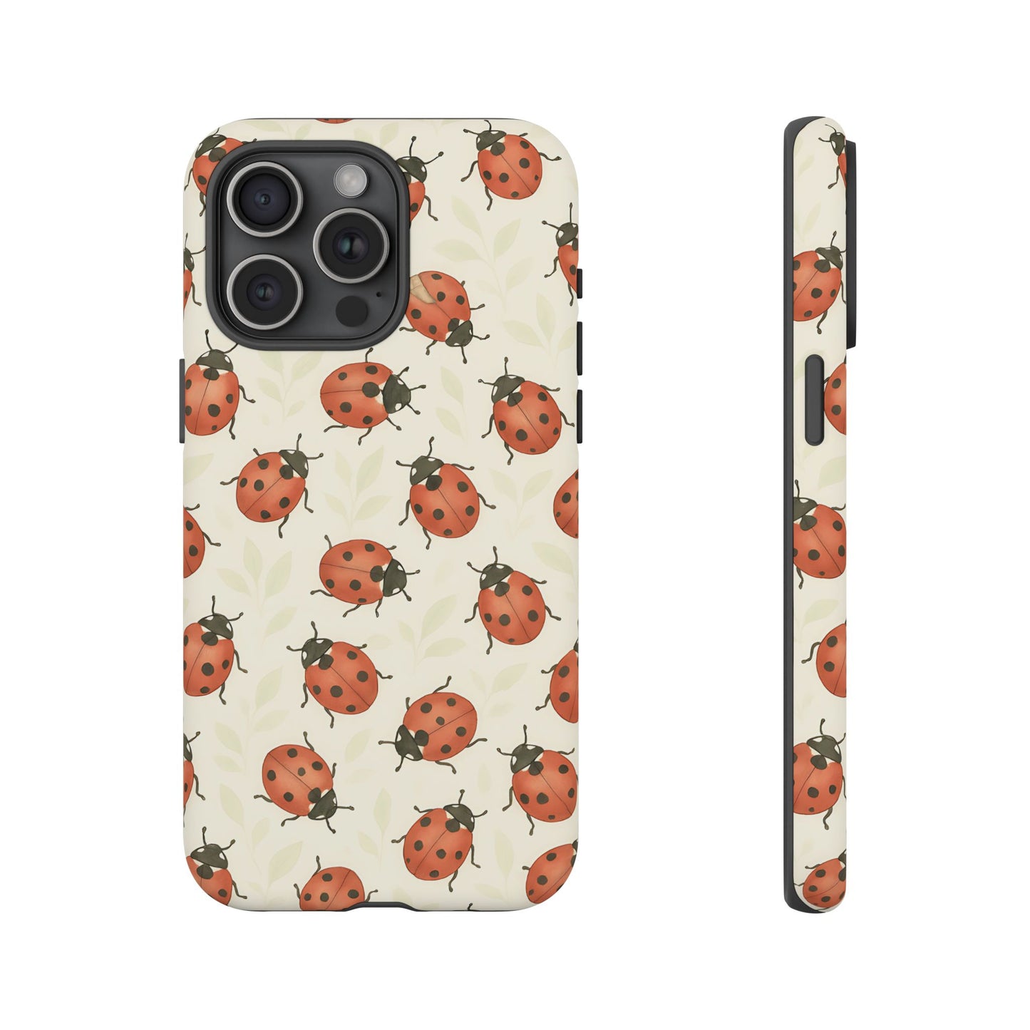 Ladybug Tough Phone Case - Cute Insect Aesthetic, Nature-Inspired Pattern Art, Compatible with iPhone, Galaxy, and Google Phones