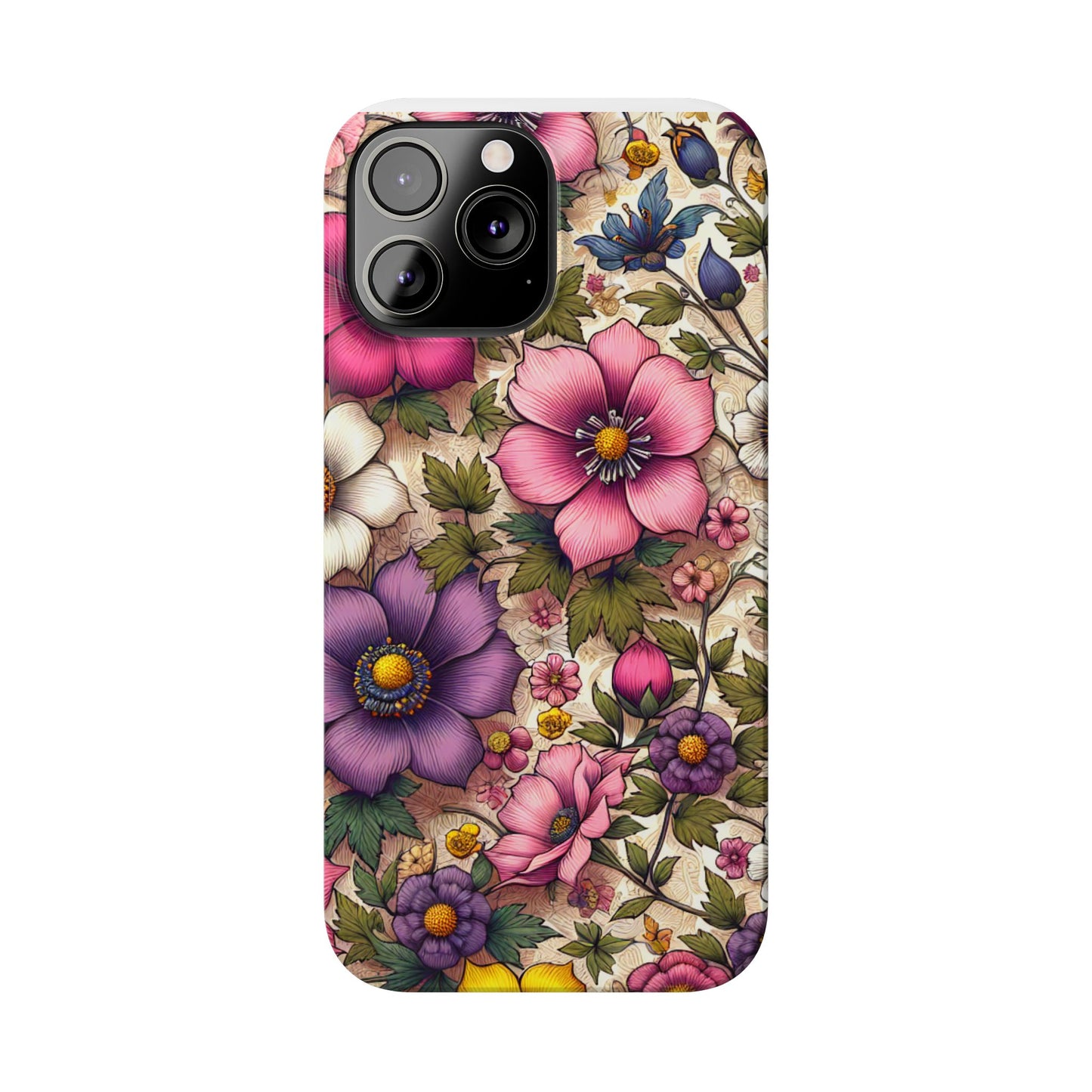 Floral Slim Phone Case - Vibrant Flower Design, Unique Floral iPhone Cover, Flower Phone Case, Gift for Her, Stylish Accessories