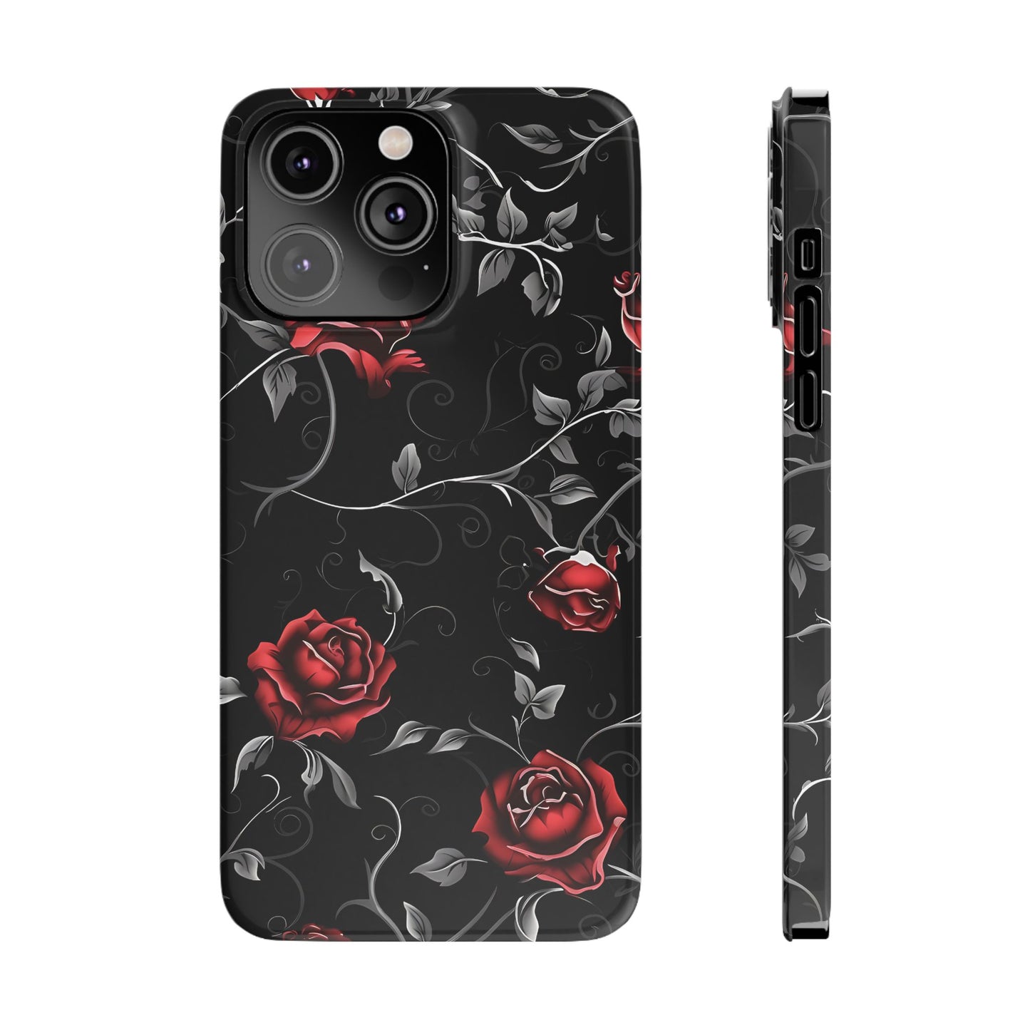 Elegant Floral Slim Phone Cases, Gothic Style Case, Rose Design Cover, Unique Gift for Her, Phone Accessories, Modern Chic