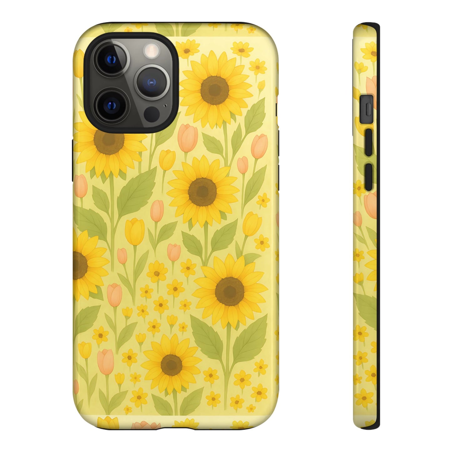 Sunflower Floral Phone Case, Watercolor Botanical Print, Aesthetic Tough Phone Case, Compatible with iPhone, Galaxy, Google