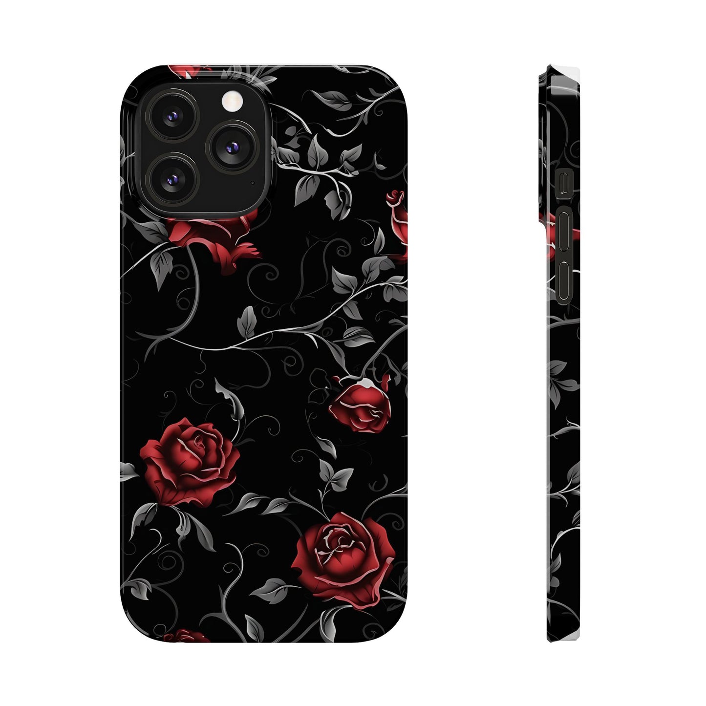 Elegant Floral Slim Phone Cases, Gothic Style Case, Rose Design Cover, Unique Gift for Her, Phone Accessories, Modern Chic