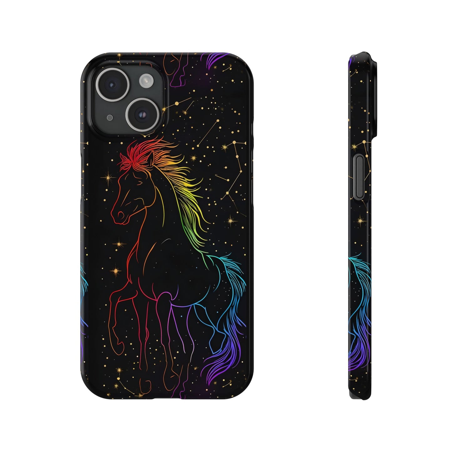 Year of the Horse Neon Art Slim Phone Case, Chinese Zodiac 2026 Design, compatible with iPhone 17 16 15 14 13 12 11