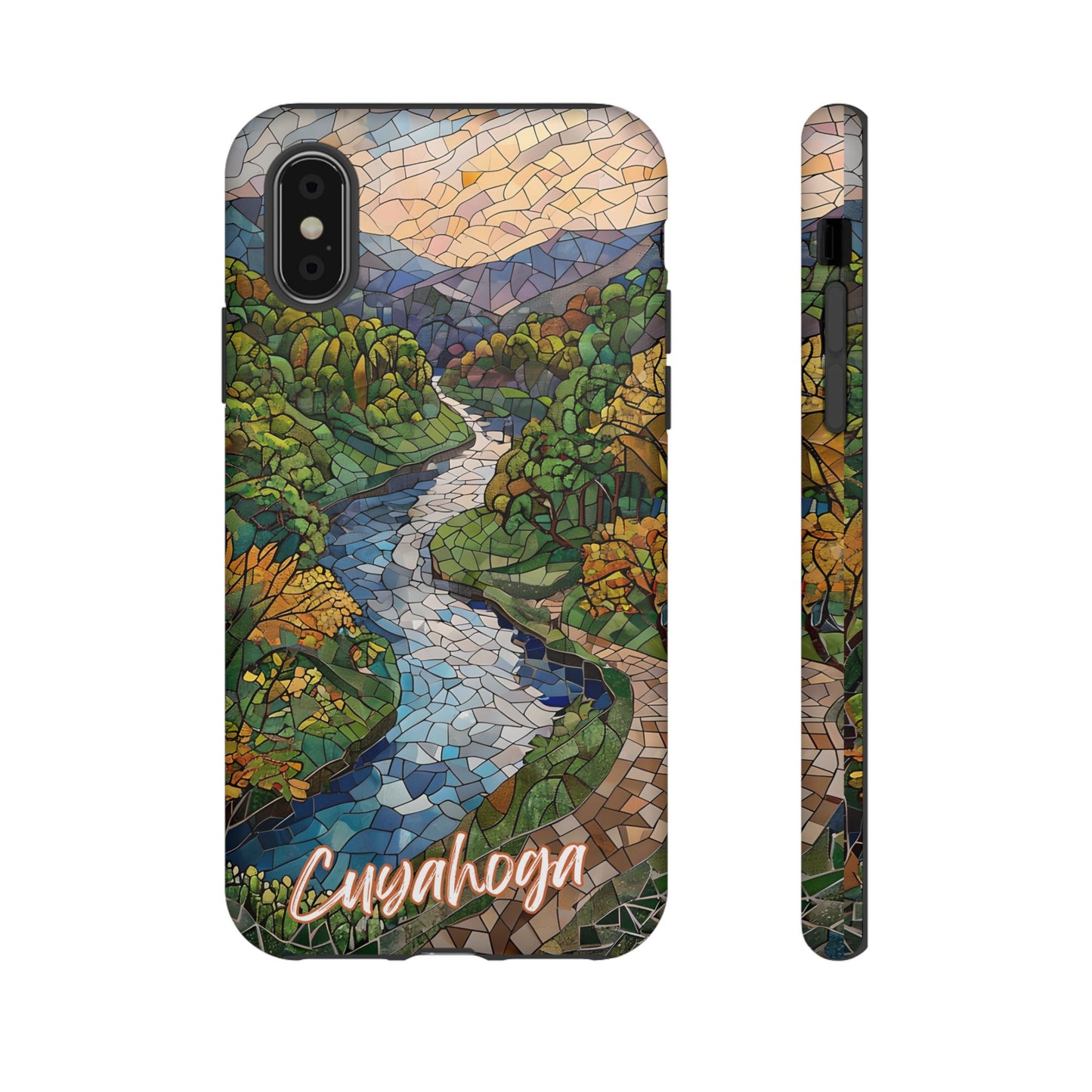 Cuyahoga Valley Mosaic Tough Phone Case - Midwest Forest Art, Scenic Nature Aesthetic, Compatible with iPhone, Galaxy, and Google Phones