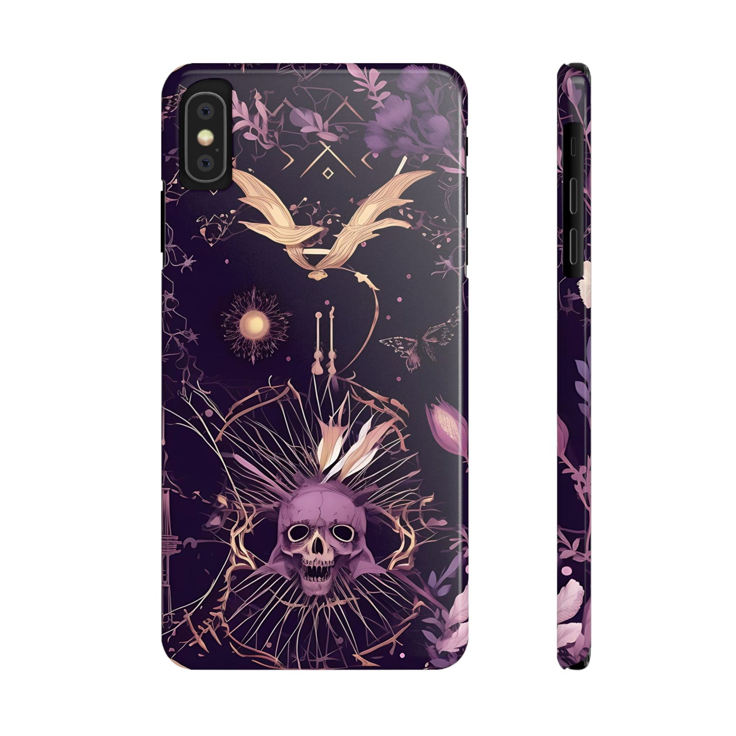 Gothic Floral Slim Phone Cases, Ghostly Style Mobile Cover, Dark Aesthetic Gift, Unique Protective Case, Perfect for Halloween