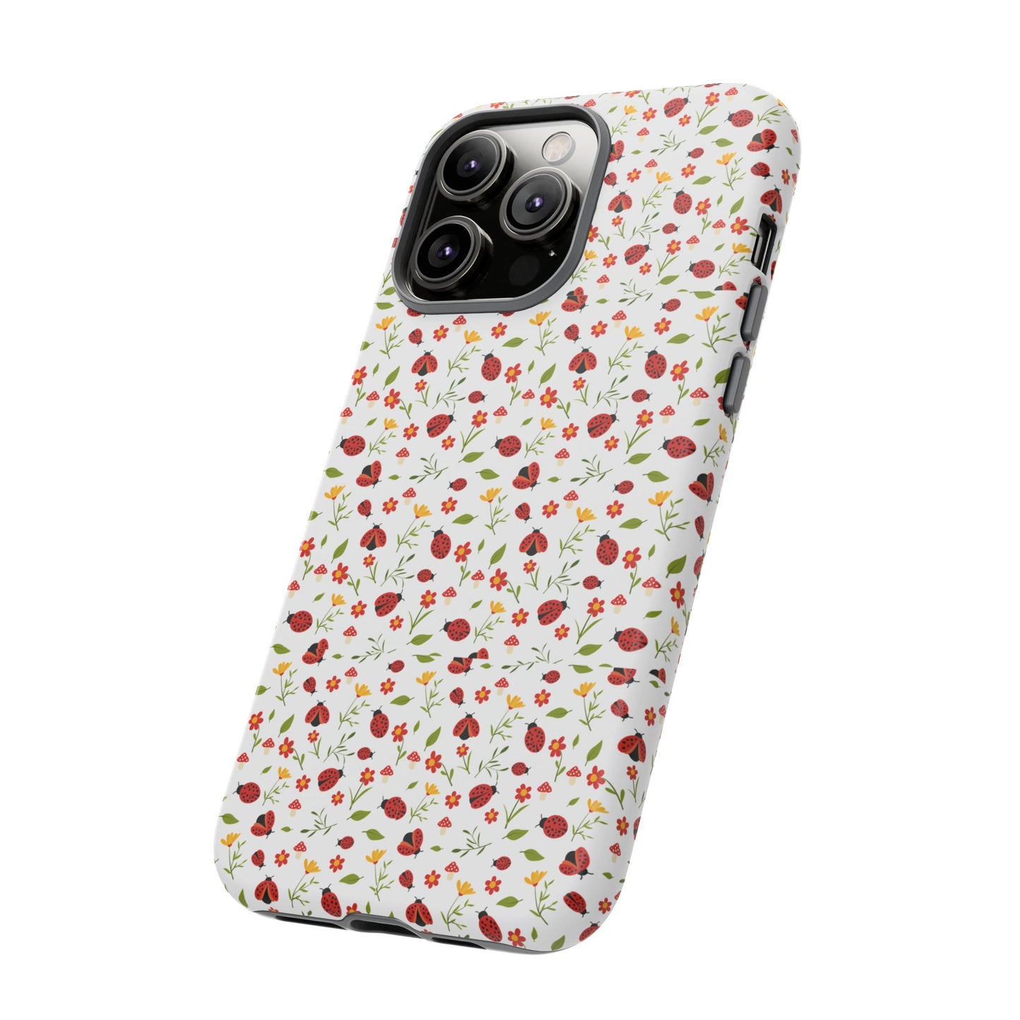 Ladybug Tough Phone Case - Cute Insect Aesthetic, Nature-Inspired Pattern Art, Compatible with iPhone, Galaxy, and Google Phones