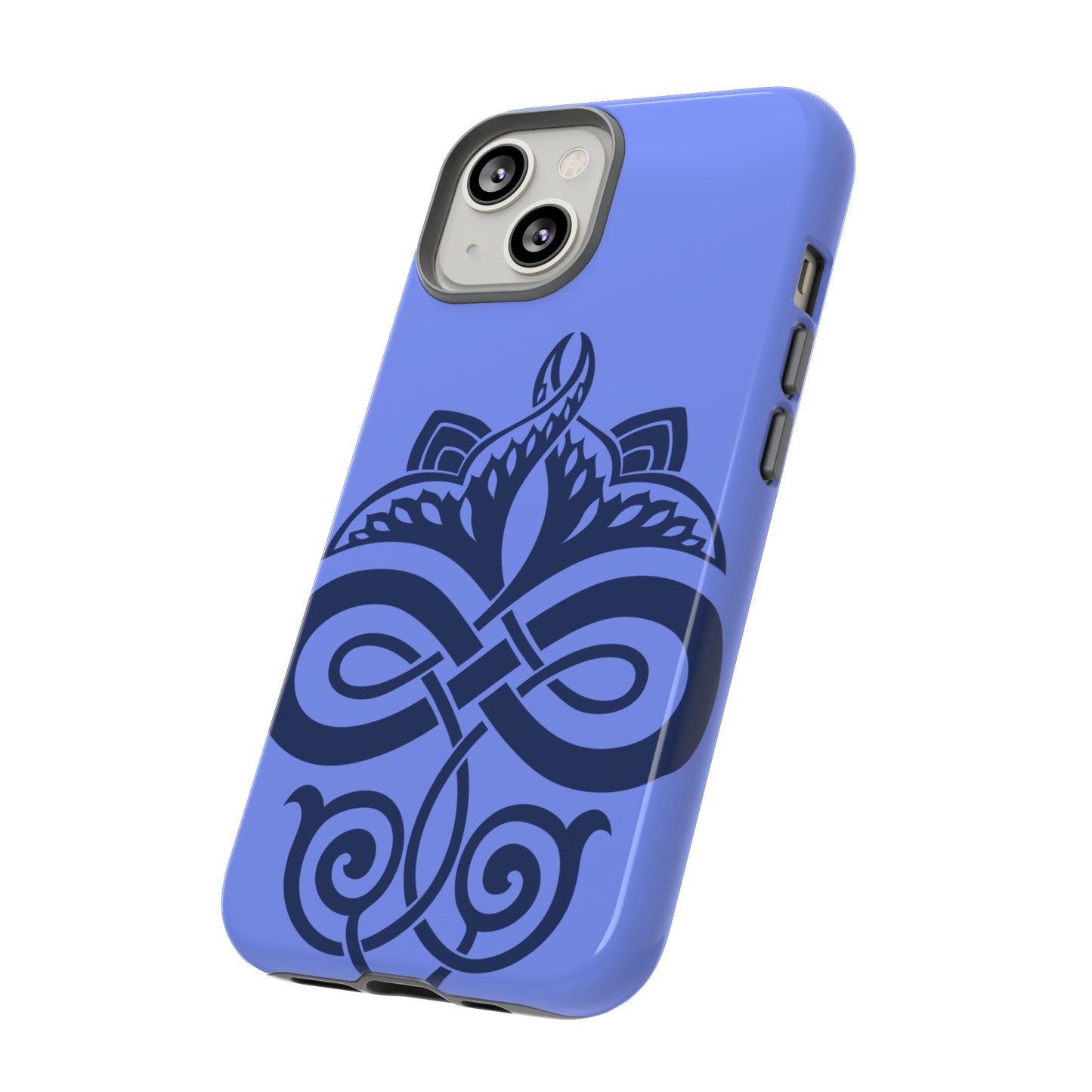 Tough Case Celtic Knot Blue Pattern Phone Cover Compatible with iPhone 17, 16, 15, 14, 13, Galaxy, Google Irish Heritage Art Design