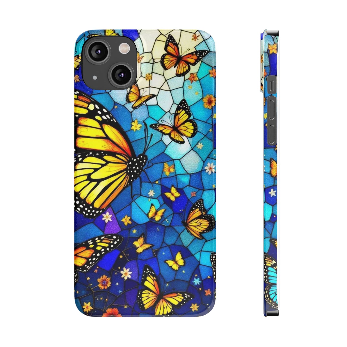 Butterfly Garden Slim Phone Case - Colorful Floral Design, Gift for Nature Lovers, Birthday Surprise, Eco-Friendly, Summer Vibes