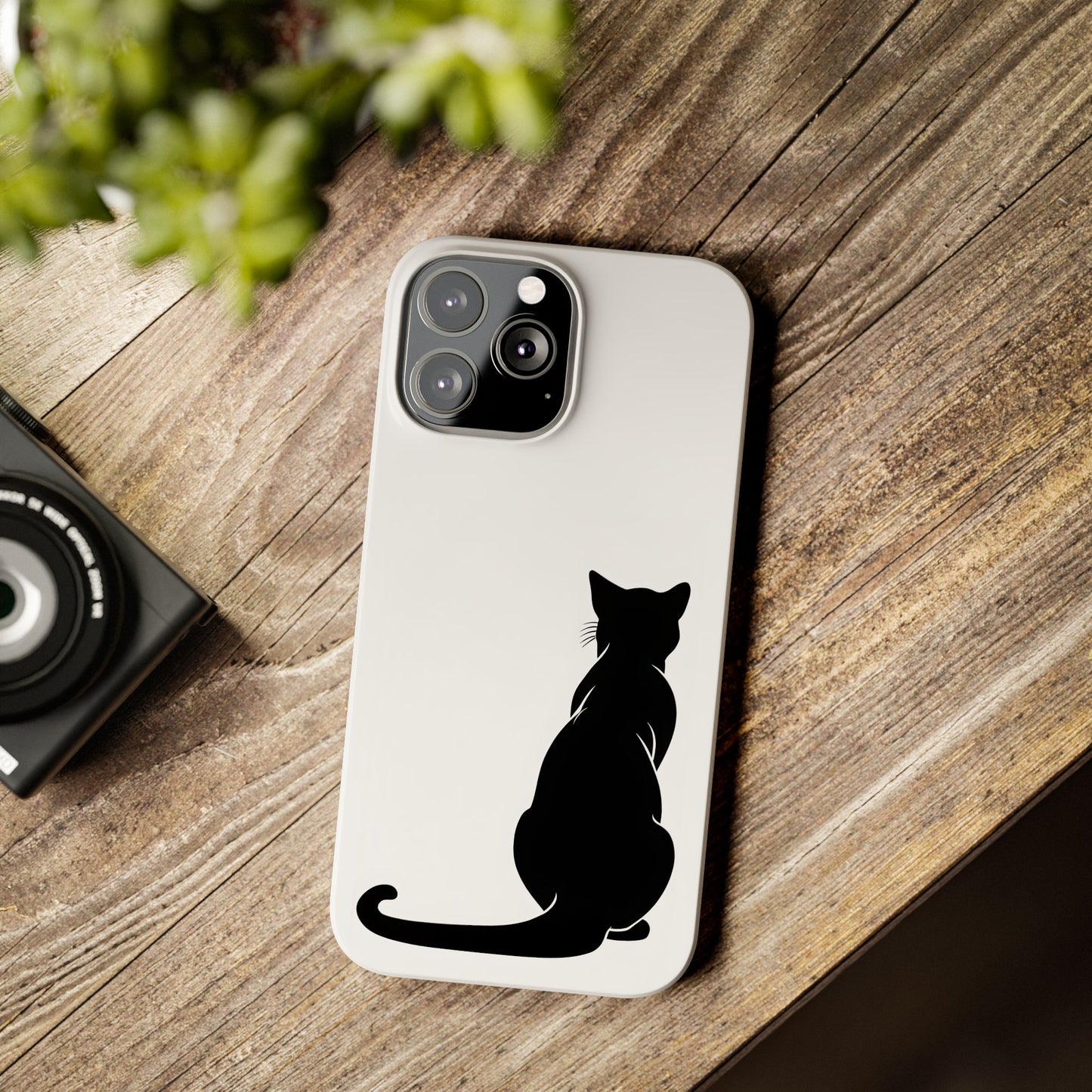 Black Cat Halloween Slim Phone Case Coquette, Creepy Cute Gift for Her, Goth Coquette Spooky Case, Compatible with iPhone, Galaxy, Google