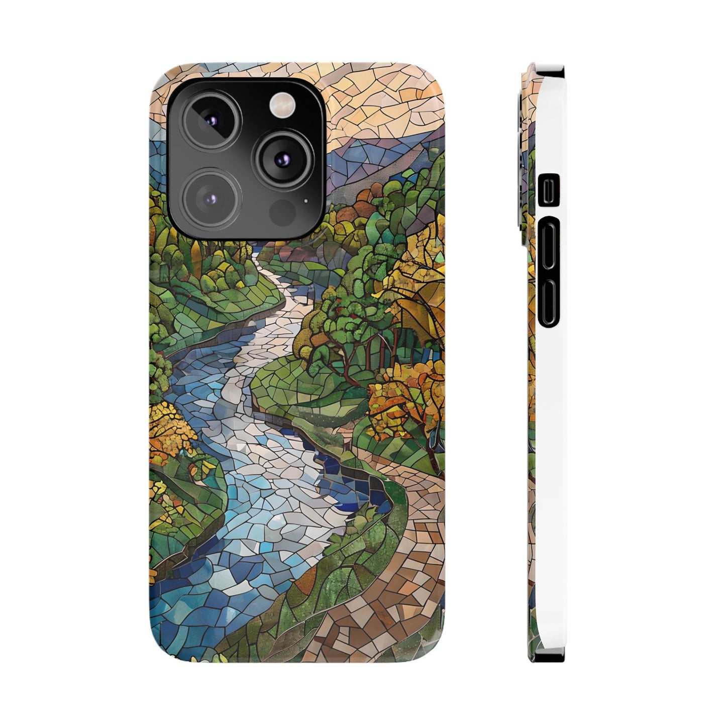 Cuyahoga Valley Mosaic Slim Phone Case, Midwest Forest Art, Scenic Nature Aesthetic, Unique Gift for Nature Lovers