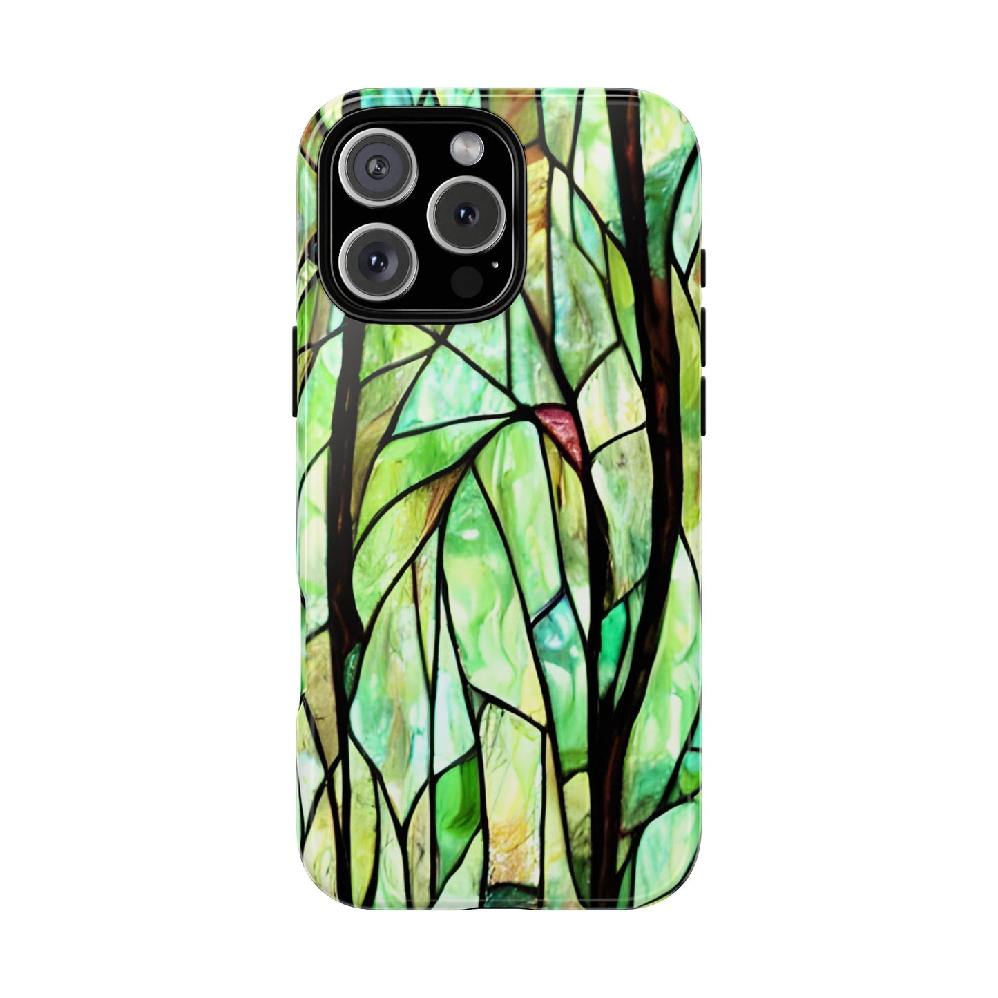 Stained Glass Forest Phone Case - Tough Nature Inspired Case compatible with iPhone 16 Pro Max Plus 15 14 13 12 11 X Samsung, Google Pixel
