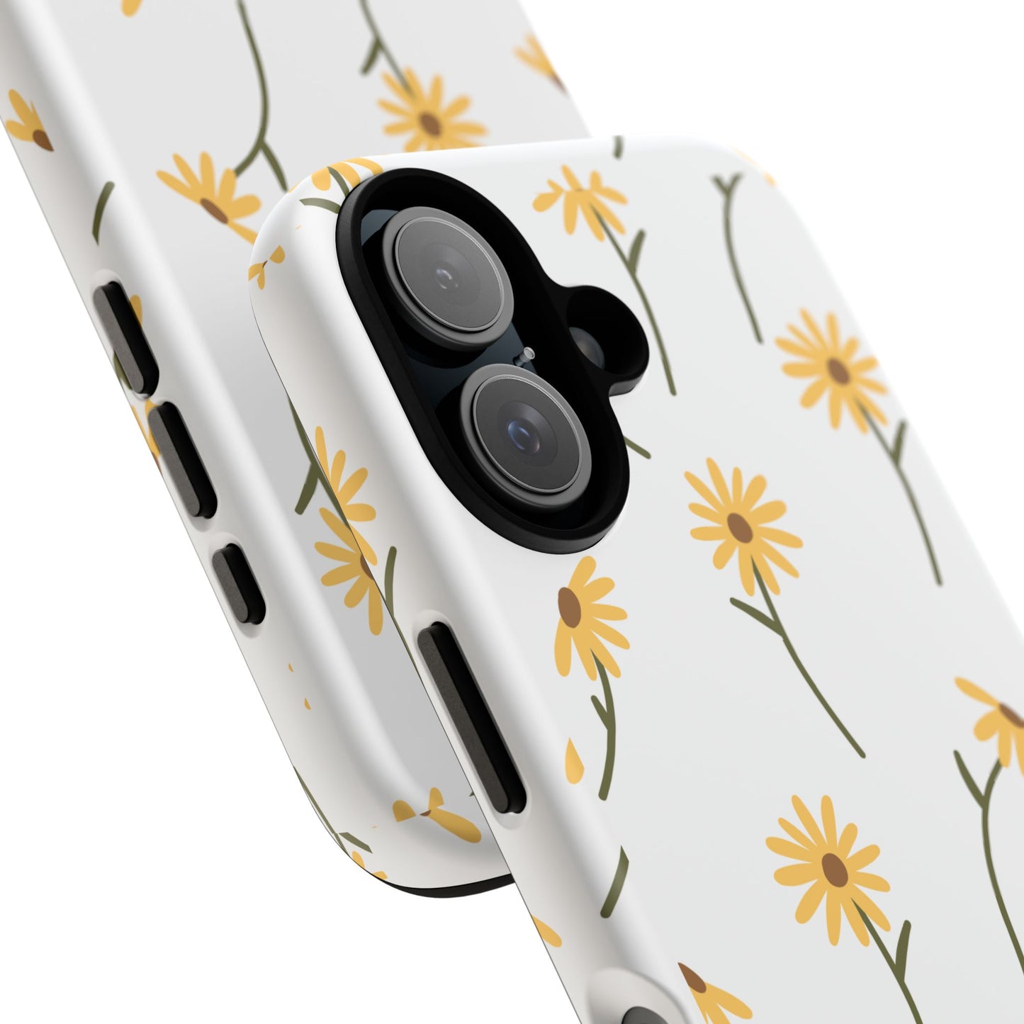 Sunflower Floral Tough Phone Case - Minimal Daisy-Inspired Print, Simple Botanical Aesthetic, Compatible with iPhone, Galaxy, and Google