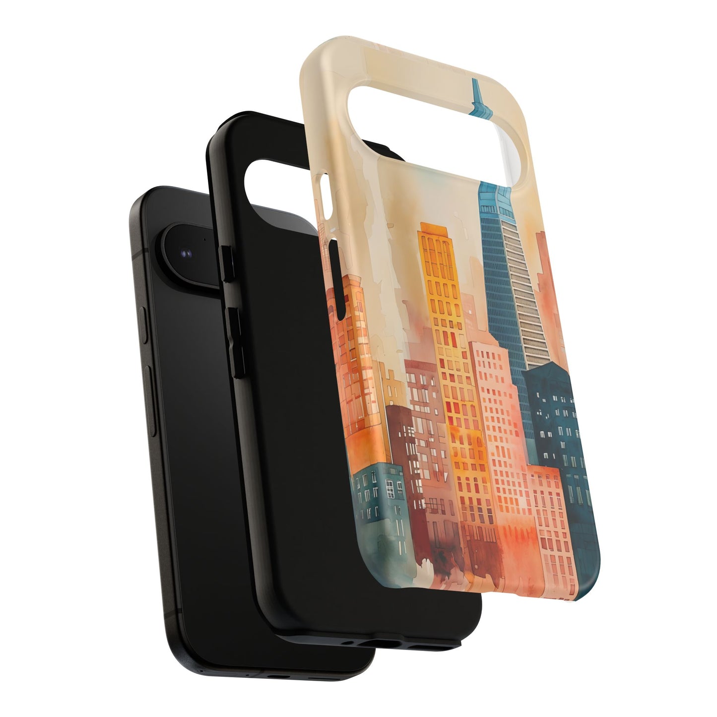 San Francisco Cityscape Tough Phone Case - Tropical Skyline Aesthetic, Sunset Beach Urban Art, Compatible with iPhone, Galaxy, and Google