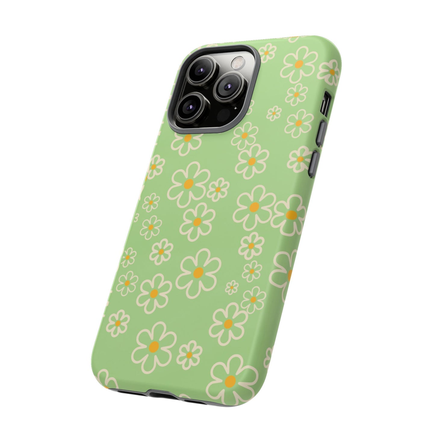 Minimal Daisy Flower Tough Phone Case - Retro Coquette Floral Print, Cute Soft Aesthetic, Compatible with iPhone, Galaxy, and Google Phones
