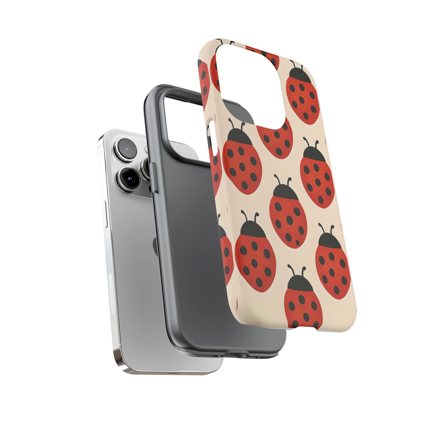 Cute Ladybug Tough Phone Case - Red and Black Insect Pattern, Nature-Inspired Design, Compatible with iPhone, Galaxy, and Google Phones