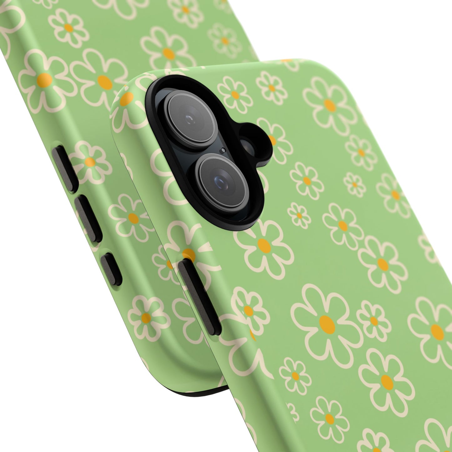 Minimal Daisy Flower Tough Phone Case - Retro Coquette Floral Print, Cute Soft Aesthetic, Compatible with iPhone, Galaxy, and Google Phones