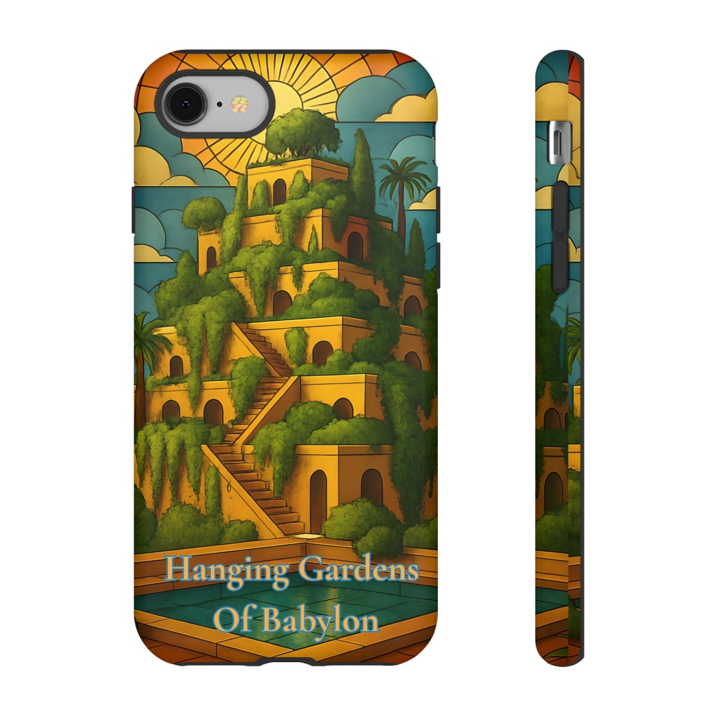 Hanging Gardens of Babylon Tough Phone Case Ancient World Wonder Art, Mythical Historic Aesthetic Compatible with iPhone, Galaxy, and Google