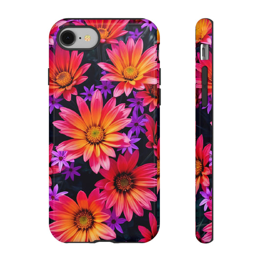Bold Garden Flower Tough Phone Case - Colorful Floral Print, Bright Botanical Aesthetic, Compatible with iPhone, Galaxy, and Google Phones