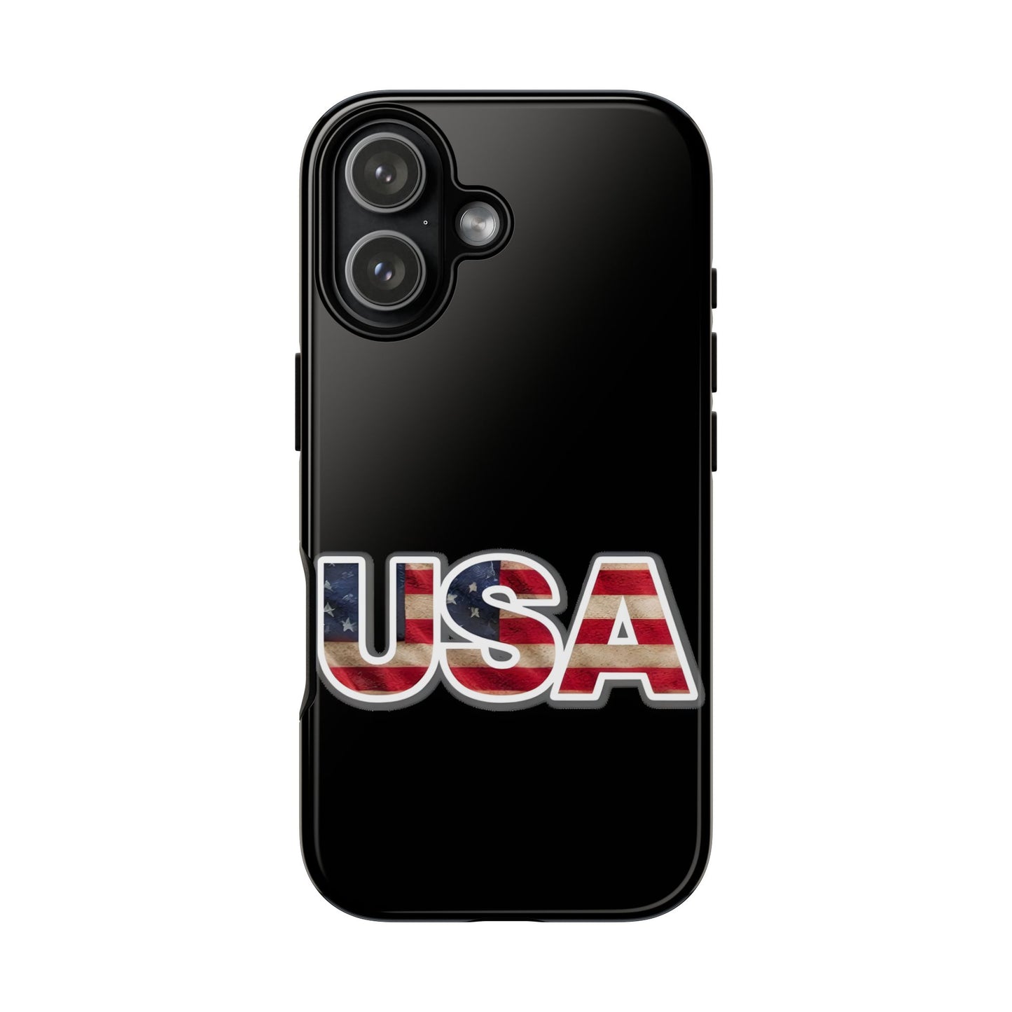 USA Tough Phone Case, Patriotic USA Flag Lettering Cover, compatible with iPhone 17, 16, 15, 14, 13, Galaxy, Google