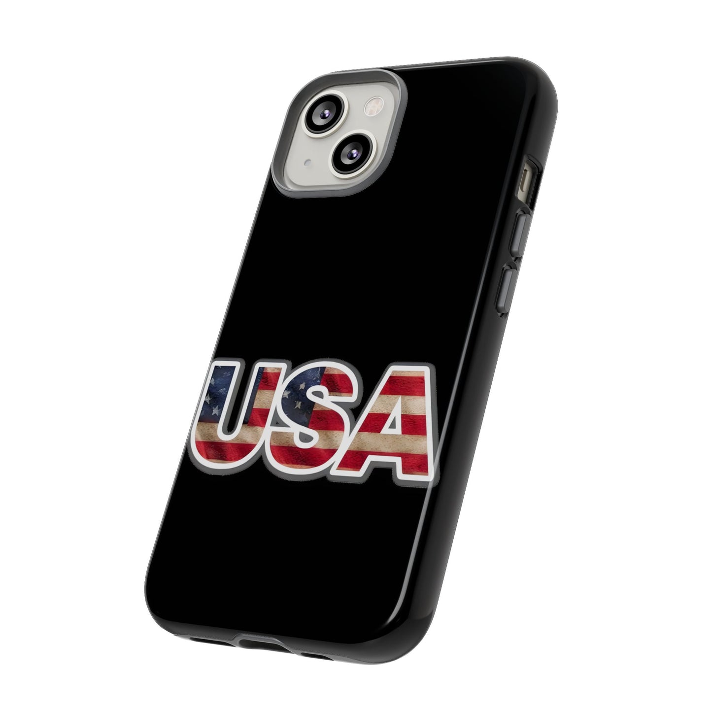USA Tough Phone Case, Patriotic USA Flag Lettering Cover, compatible with iPhone 17, 16, 15, 14, 13, Galaxy, Google