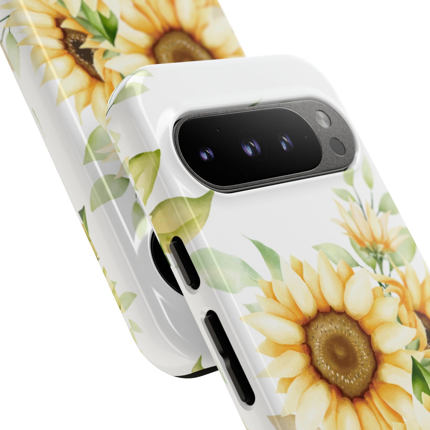 Sunflower Floral Tough Phone Case - Watercolor Botanical Art, Bright Nature Aesthetic, Compatible with iPhone, Galaxy, and Google Phones