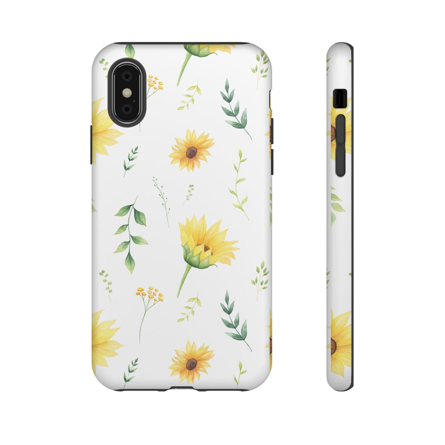 Sunflower Floral Tough Phone Case - Watercolor Botanical Print, Bright Nature Aesthetic, Compatible with iPhone, Galaxy, and Google Phones