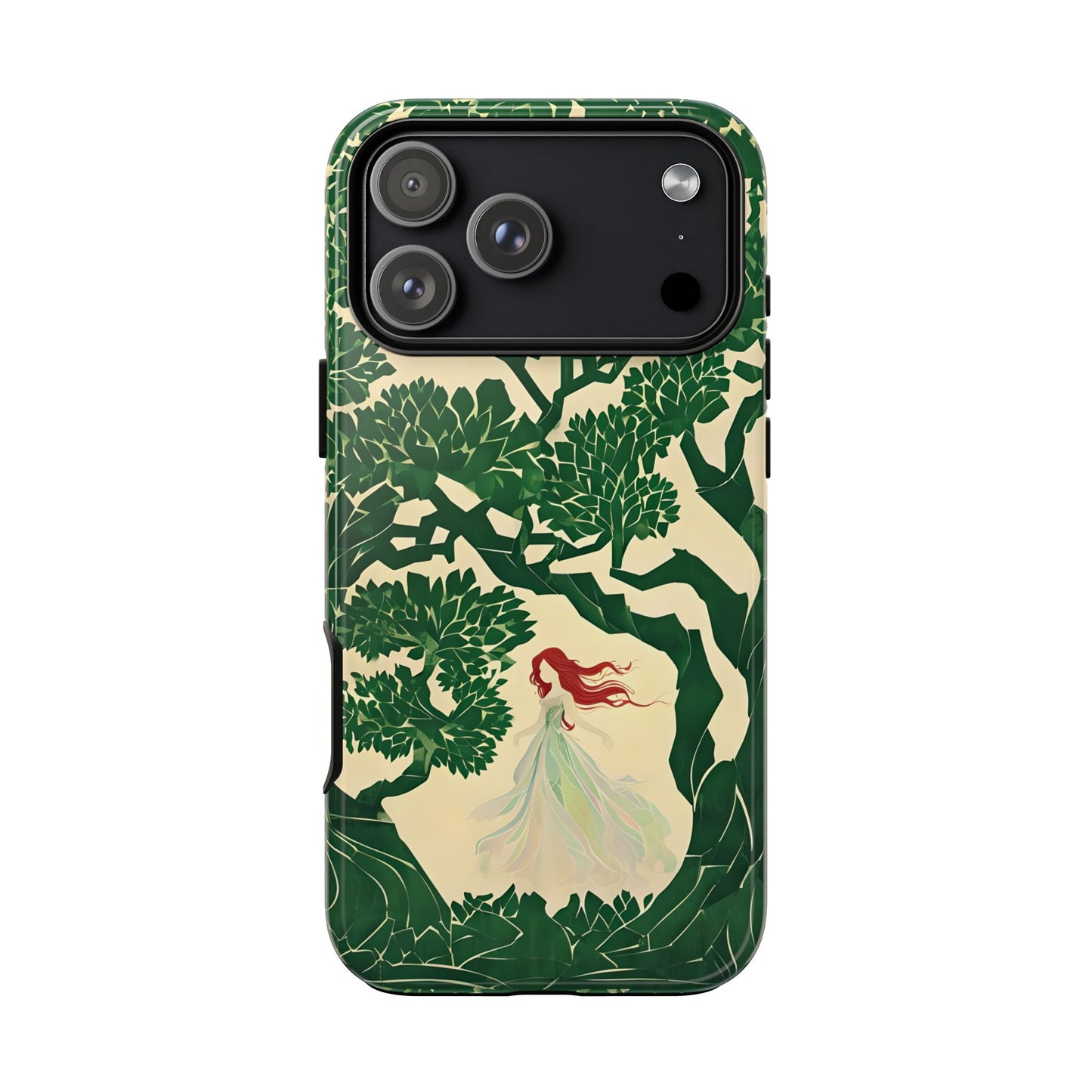 Ginger Fairy Tough Phone Case, Enchanted Forest Redhead Art, Irish Green Fantasy Aesthetic Cover for iPhone Galaxy Google