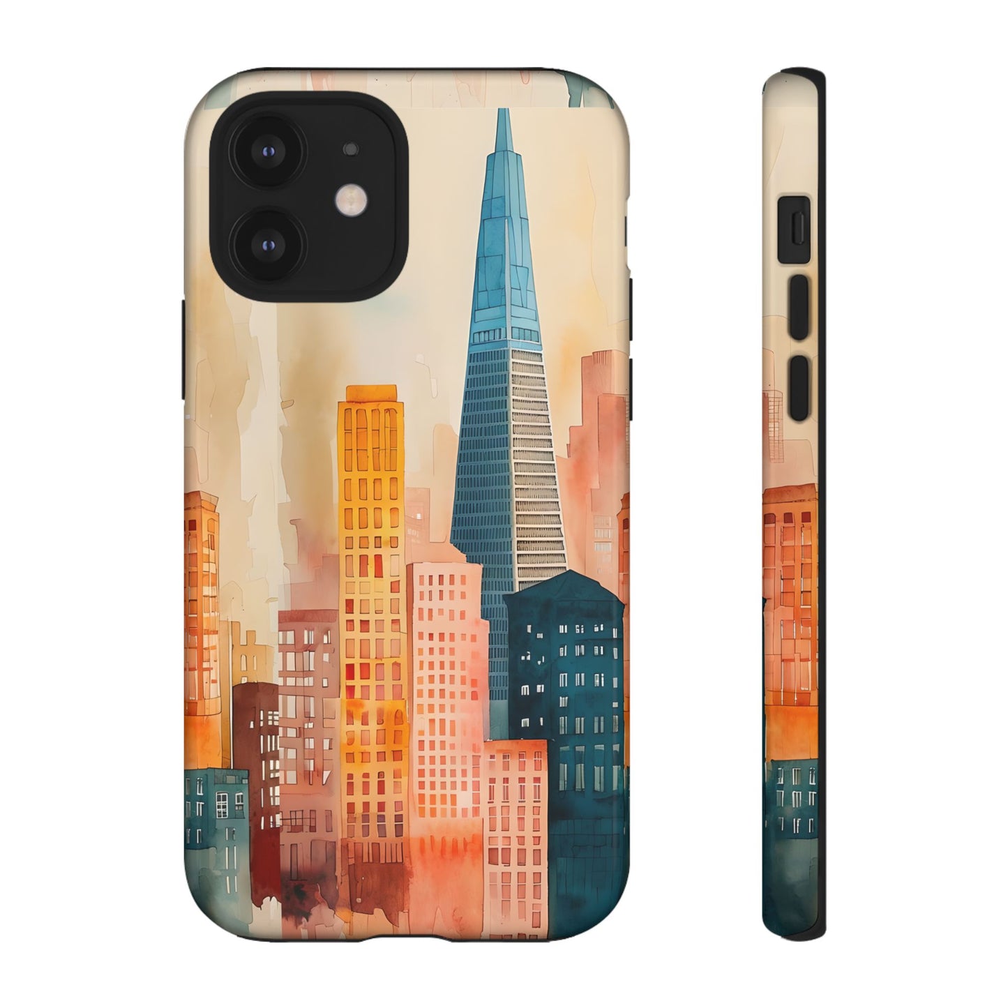 San Francisco Cityscape Tough Phone Case - Tropical Skyline Aesthetic, Sunset Beach Urban Art, Compatible with iPhone, Galaxy, and Google