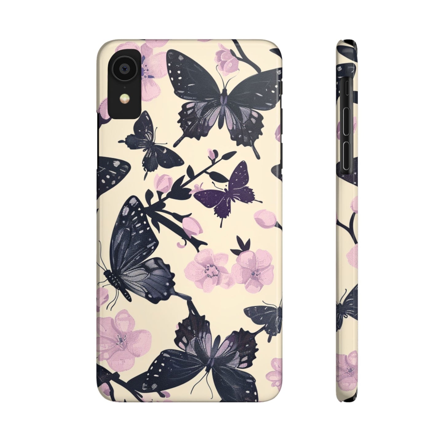 Butterfly Floral Slim Phone Cases, Elegant Butterfly Design, Nature Lover Gift, Phone Accessory, Stylish Cases for Women