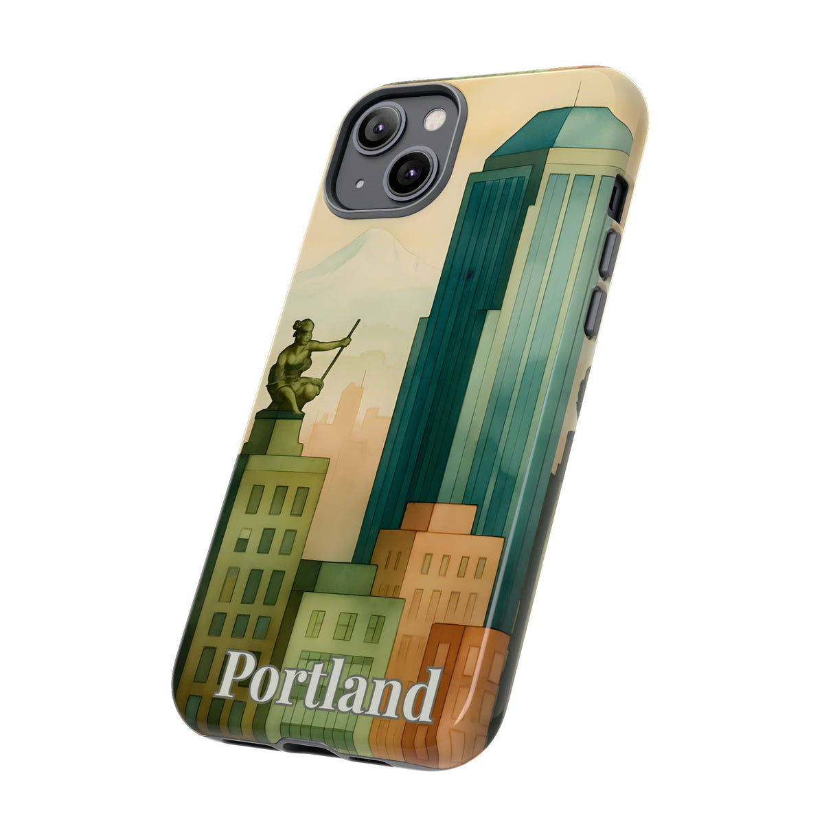 Portland Cityscape Phone Case • Urban Skyline Art Tough Case • Watercolor City Aesthetic • Gift for Travelers • Compatible with iPhone, Galaxy, Google