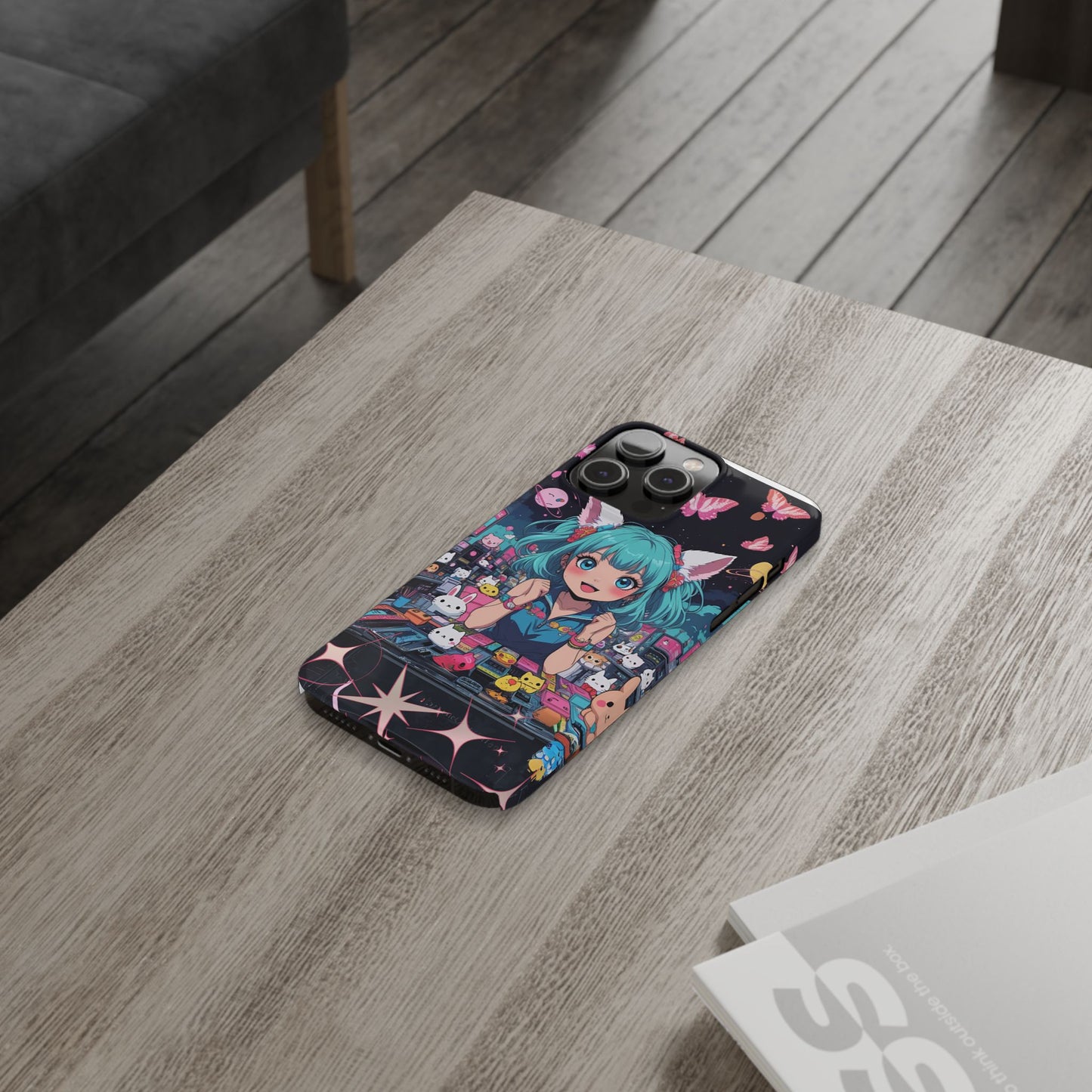 Y2K Anime Girl Slim Phone Case, Kawaii Vaporwave Style, Cute Maximalist Aesthetic, Anime Design, Slim Protection, Aesthetic Accessory