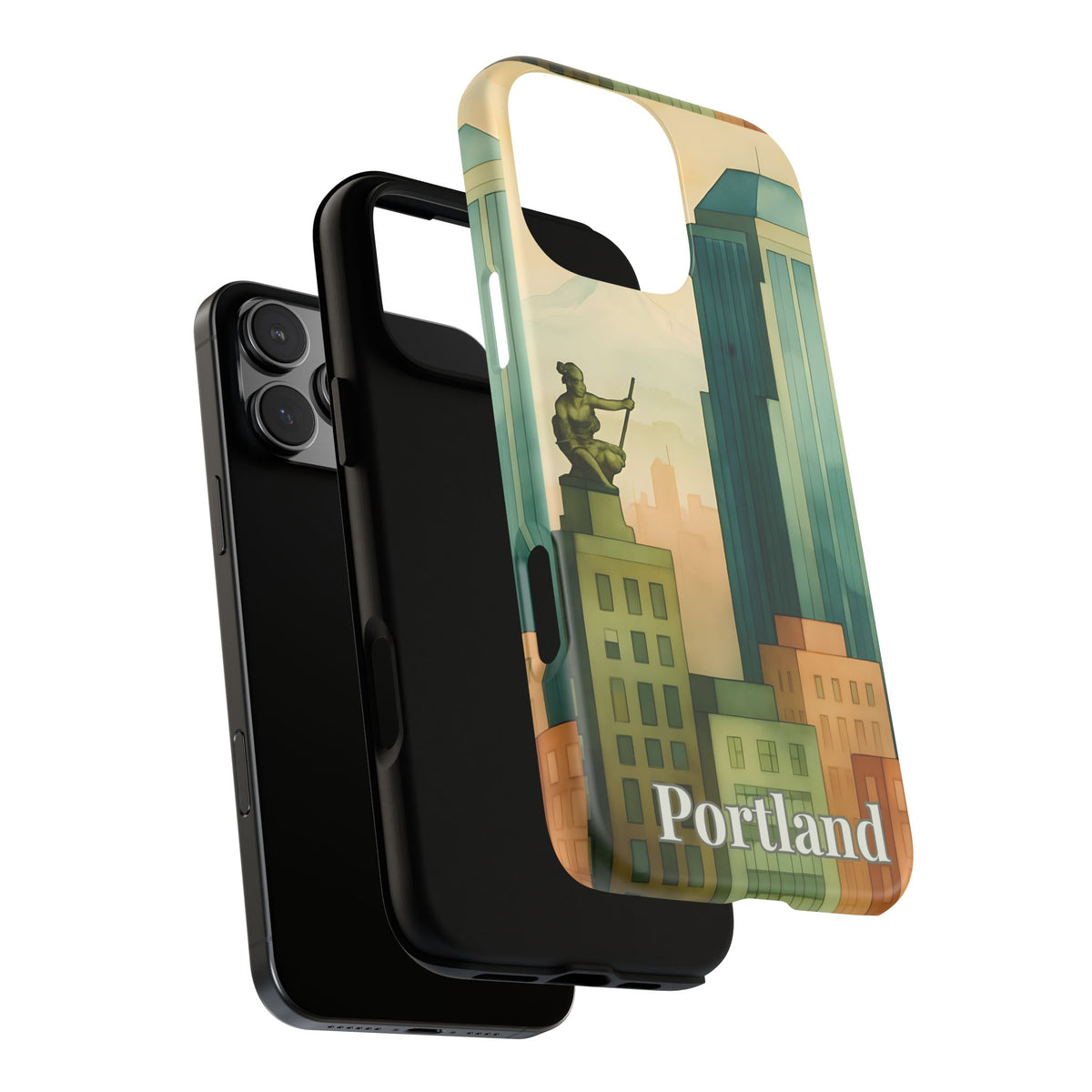Portland Cityscape Phone Case • Urban Skyline Art Tough Case • Watercolor City Aesthetic • Gift for Travelers • Compatible with iPhone, Galaxy, Google
