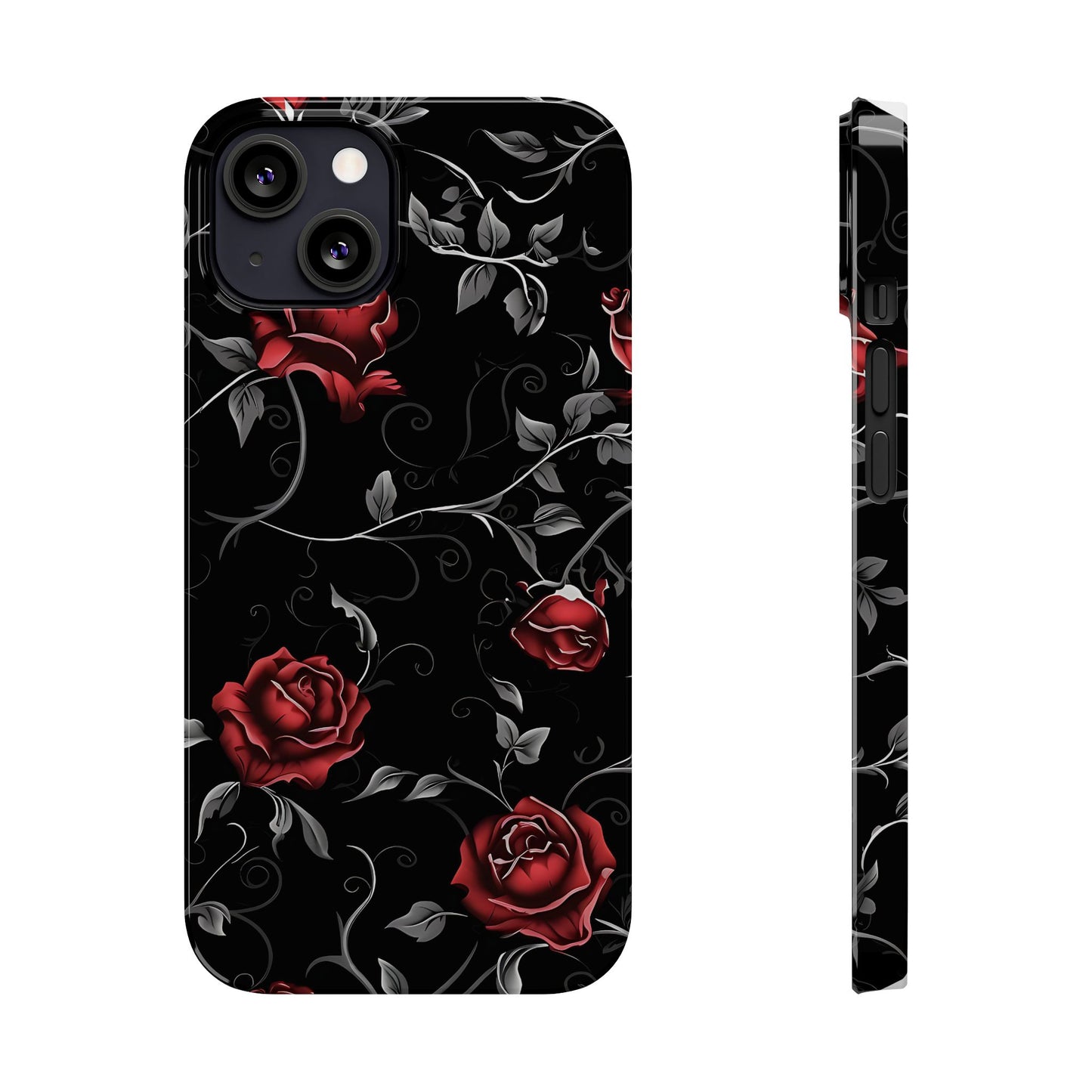 Elegant Floral Slim Phone Cases, Gothic Style Case, Rose Design Cover, Unique Gift for Her, Phone Accessories, Modern Chic