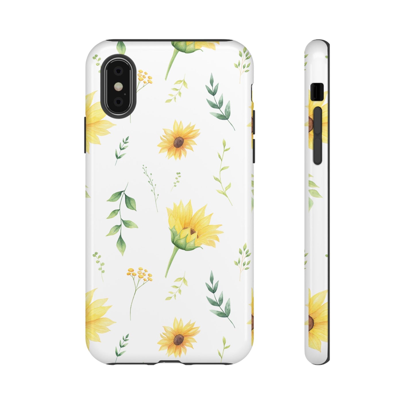 Sunflower Floral Tough Phone Case - Watercolor Botanical Print, Bright Nature Aesthetic, Compatible with iPhone, Galaxy, and Google Phones
