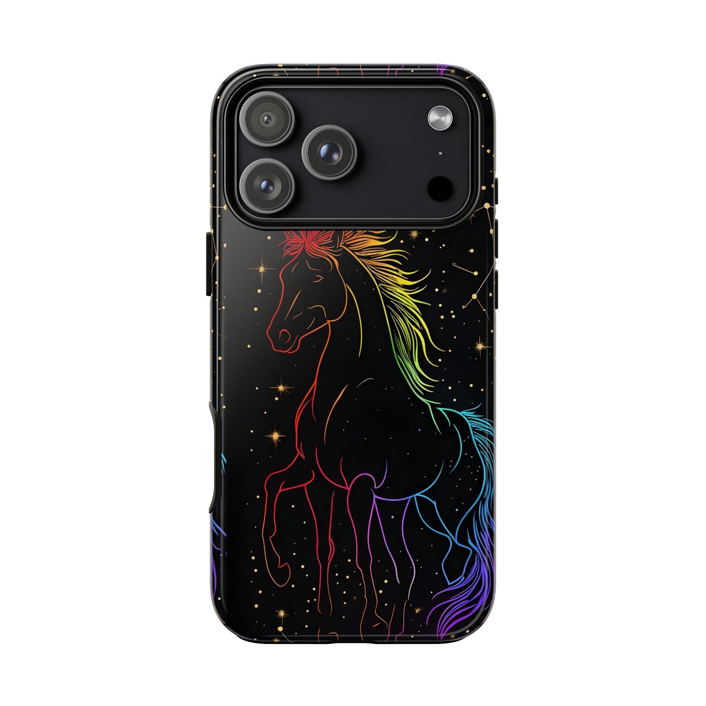 Year of the Horse Neon Art Tough Phone Case, Chinese Zodiac 2026 Design, compatible with iPhone 17 16 15 14 13 Galaxy Google