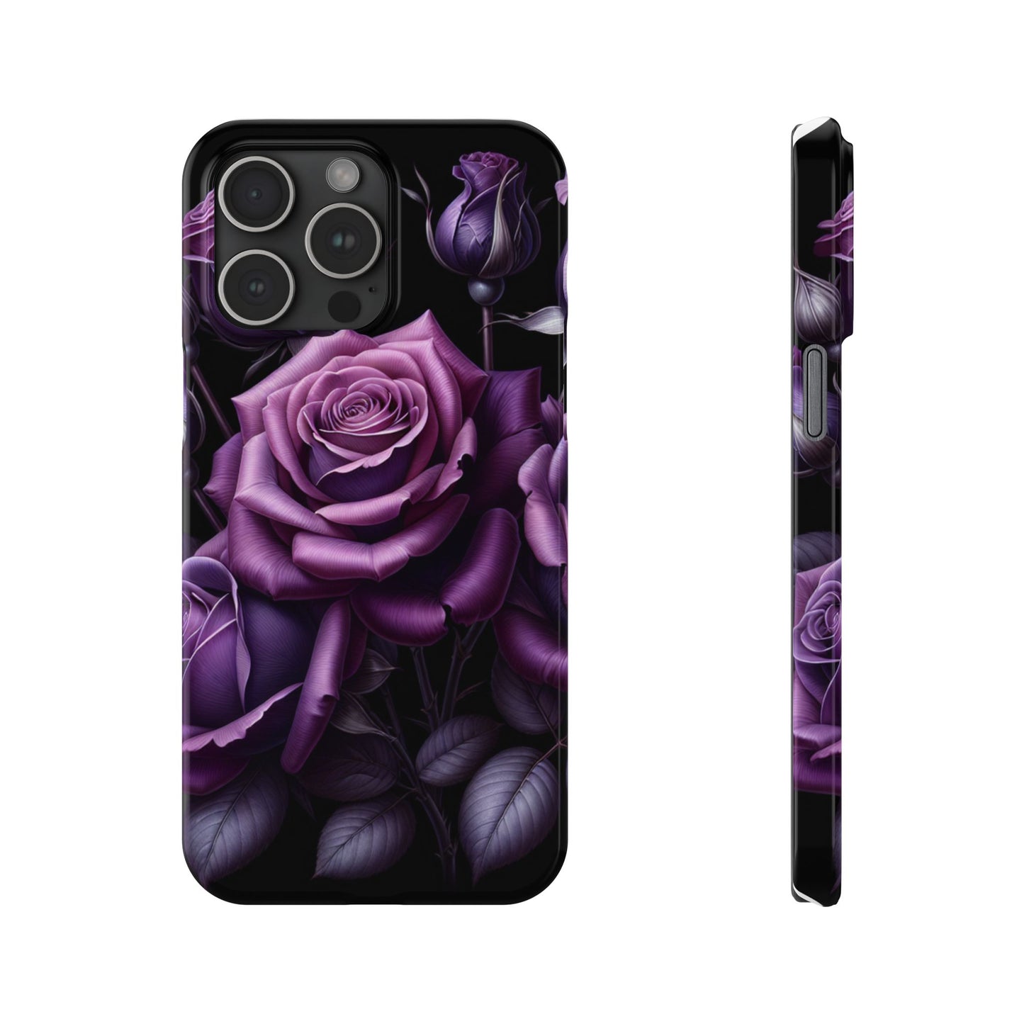 Purple Rose Slim Phone Cases, Floral Phone Cover, Elegant Smartphone Case, Gift for Her, Mother's Day Accessories