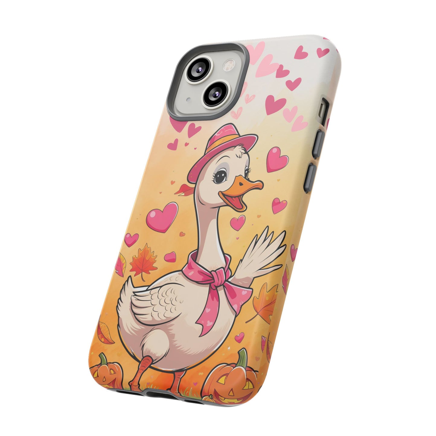 Summerween Silly Goose Phone Case, Coquette Halloween Phone Cover, Cozy Cute Halloween Aesthetic Case, Pink Hearts Fall Glam Girl Accessory