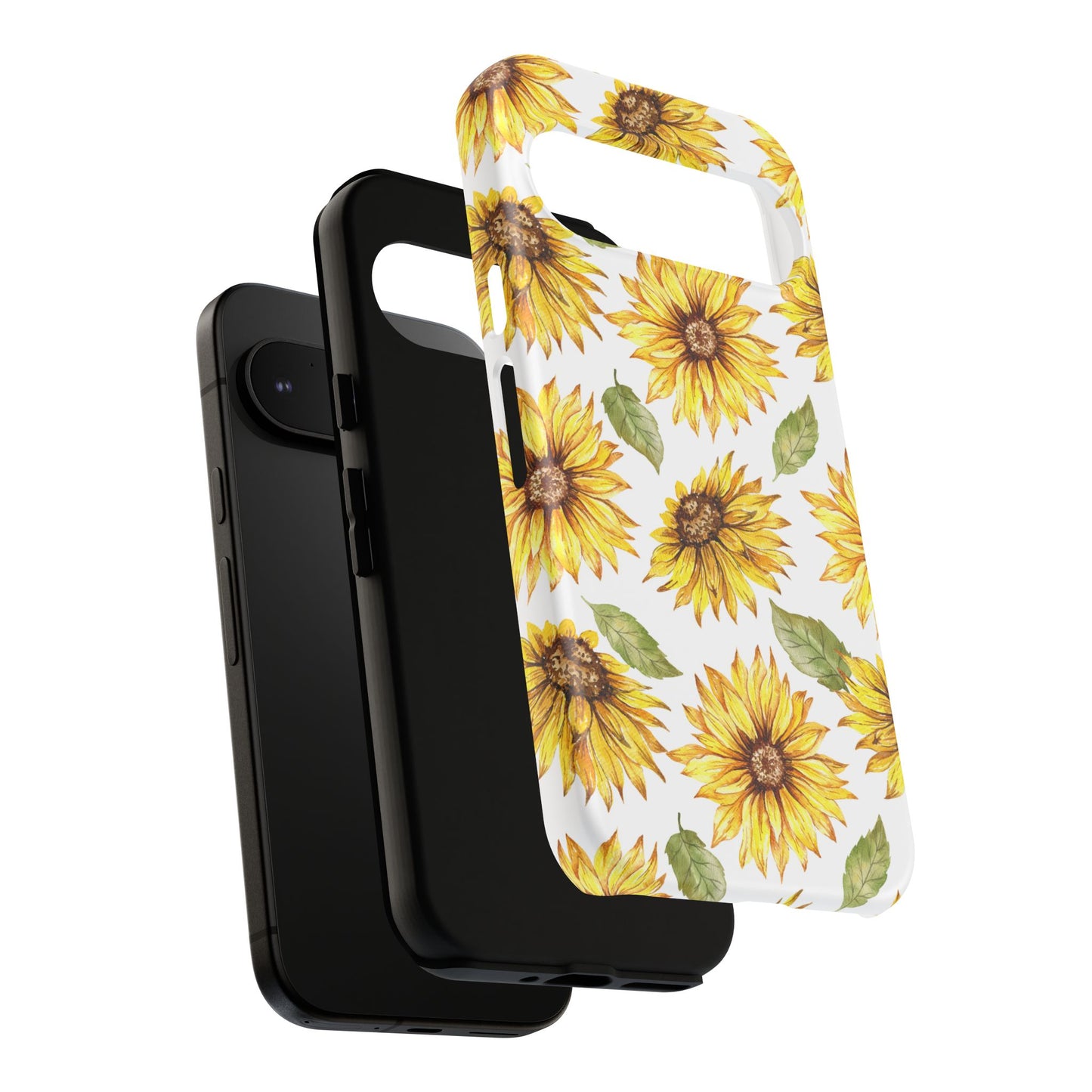 Sunflower Floral Tough Phone Case - Watercolor Botanical Print, Bright Nature Aesthetic, Compatible with iPhone, Galaxy, and Google Phones