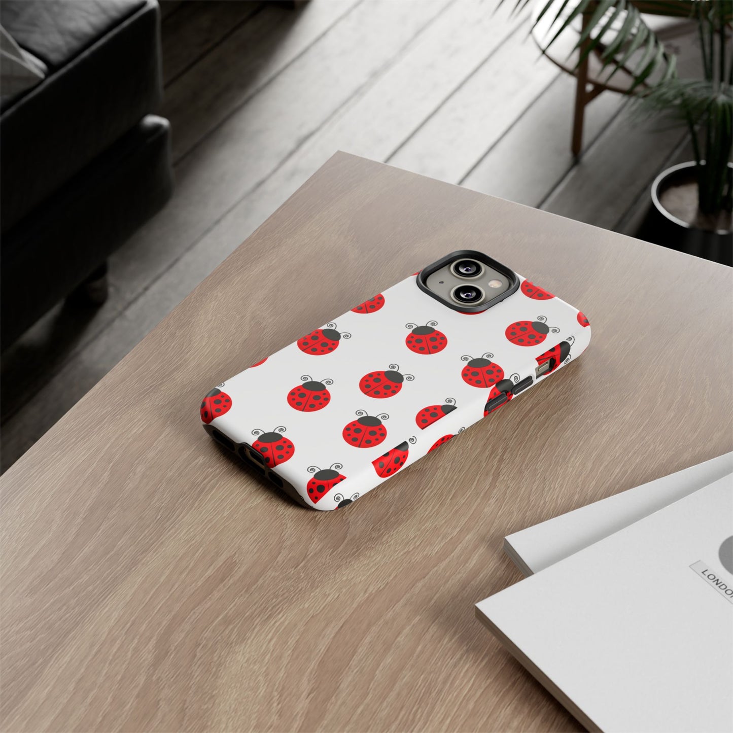 Ladybug Tough Phone Case - Cute Insect Aesthetic, Nature-Inspired Pattern Art, Compatible with iPhone, Galaxy, and Google Phones