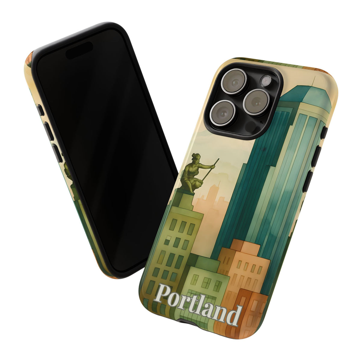Portland Cityscape Phone Case • Urban Skyline Art Tough Case • Watercolor City Aesthetic • Gift for Travelers • Compatible with iPhone, Galaxy, Google