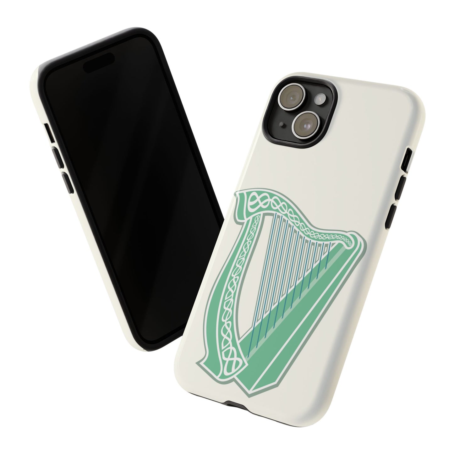 Tough Case Irish Harp Design Phone Cover Compatible with iPhone 17, 16, 15, 14, 13, Galaxy, Google, Celtic Heritage Ireland Symbol Art