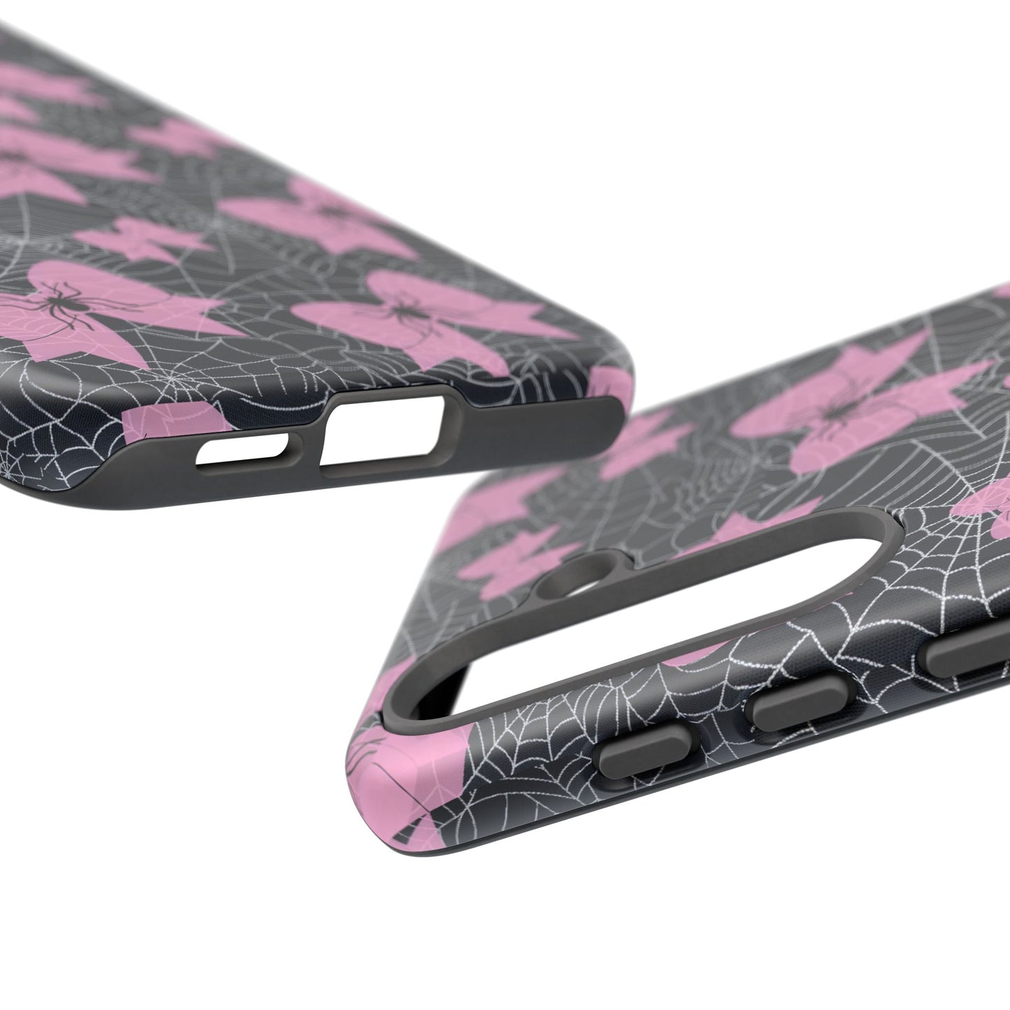 Pink Spider Bow Phone Case, Goth Coquette Spiderweb Phone Cover Creepy Cute Halloween Aesthetic Case Spooky Glam Girl Accessory for Alt Fans