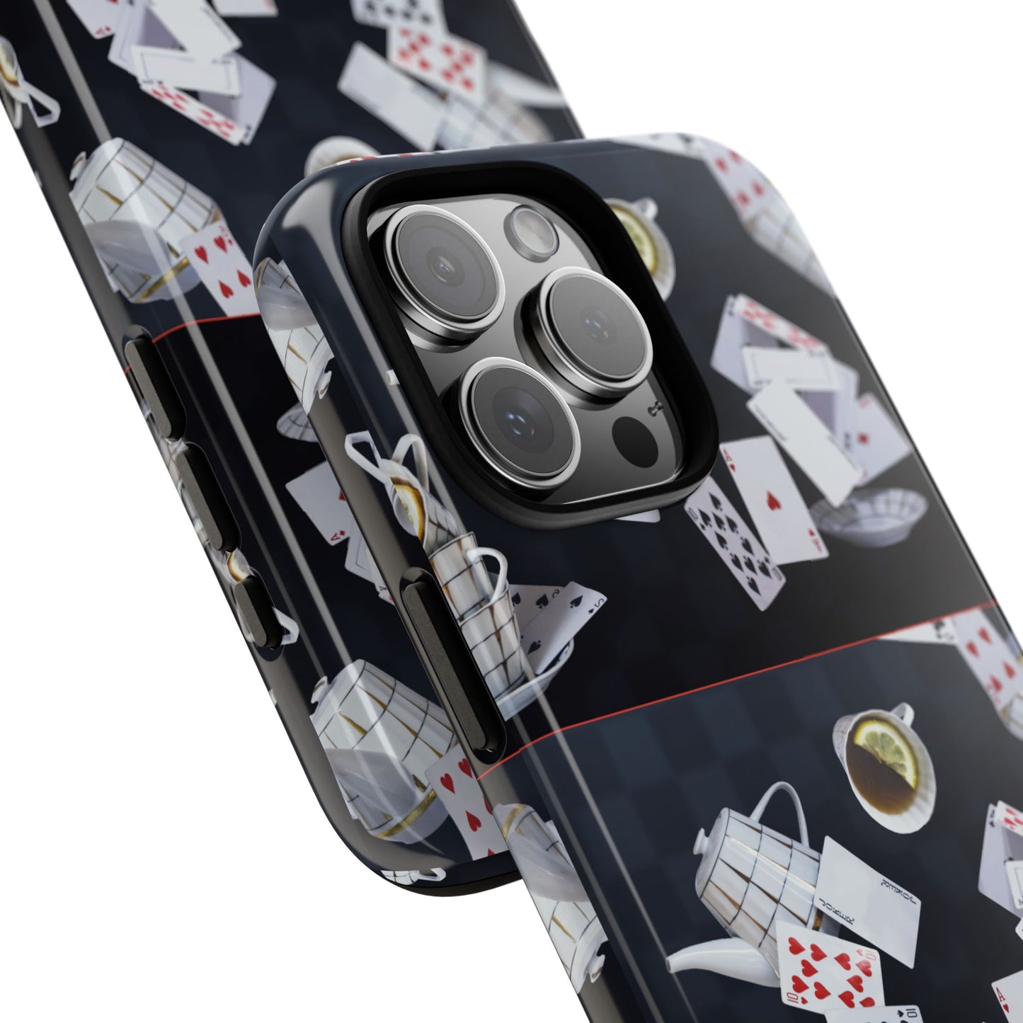 Tough protective case designed with a Wonderland-inspired signpost illustration reading “This Way” and “That Way.” Perfect for literary fans seeking a nostalgic yet functional phone accessory.
