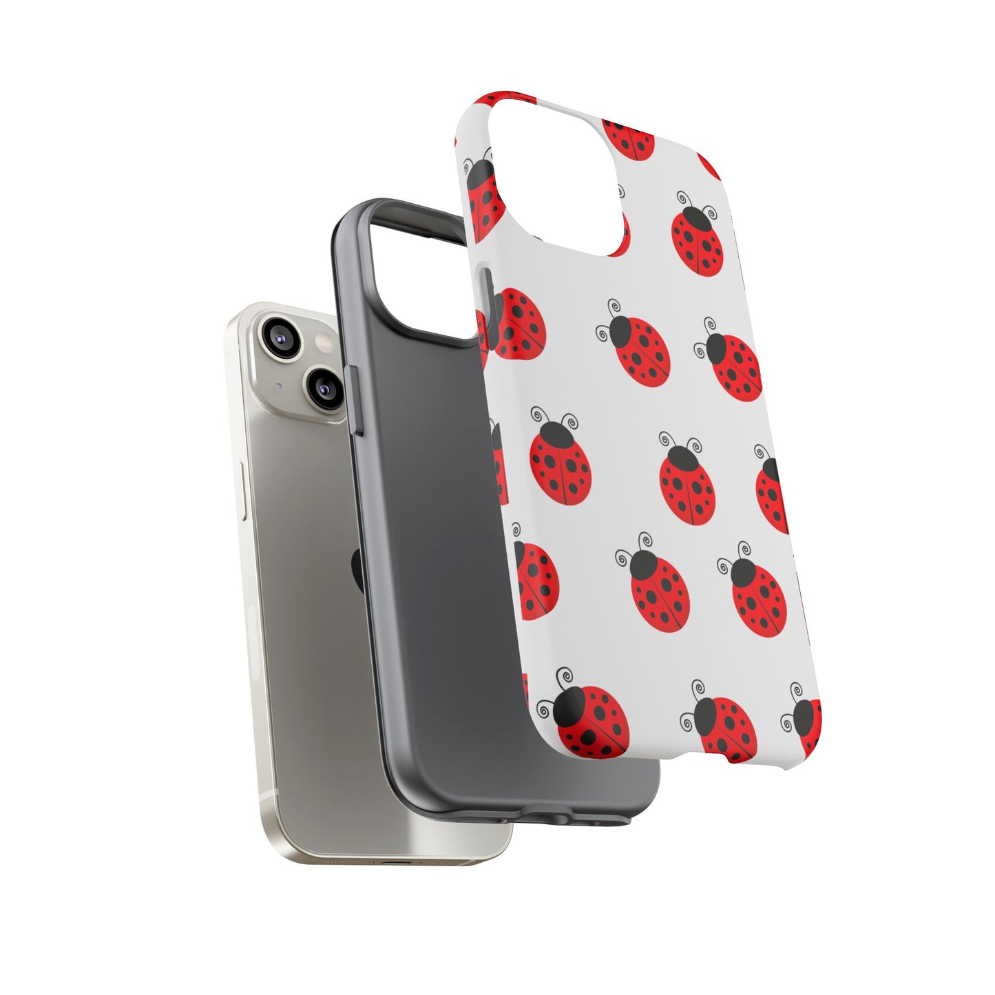Ladybug Tough Phone Case - Cute Insect Aesthetic, Nature-Inspired Pattern Art, Compatible with iPhone, Galaxy, and Google Phones